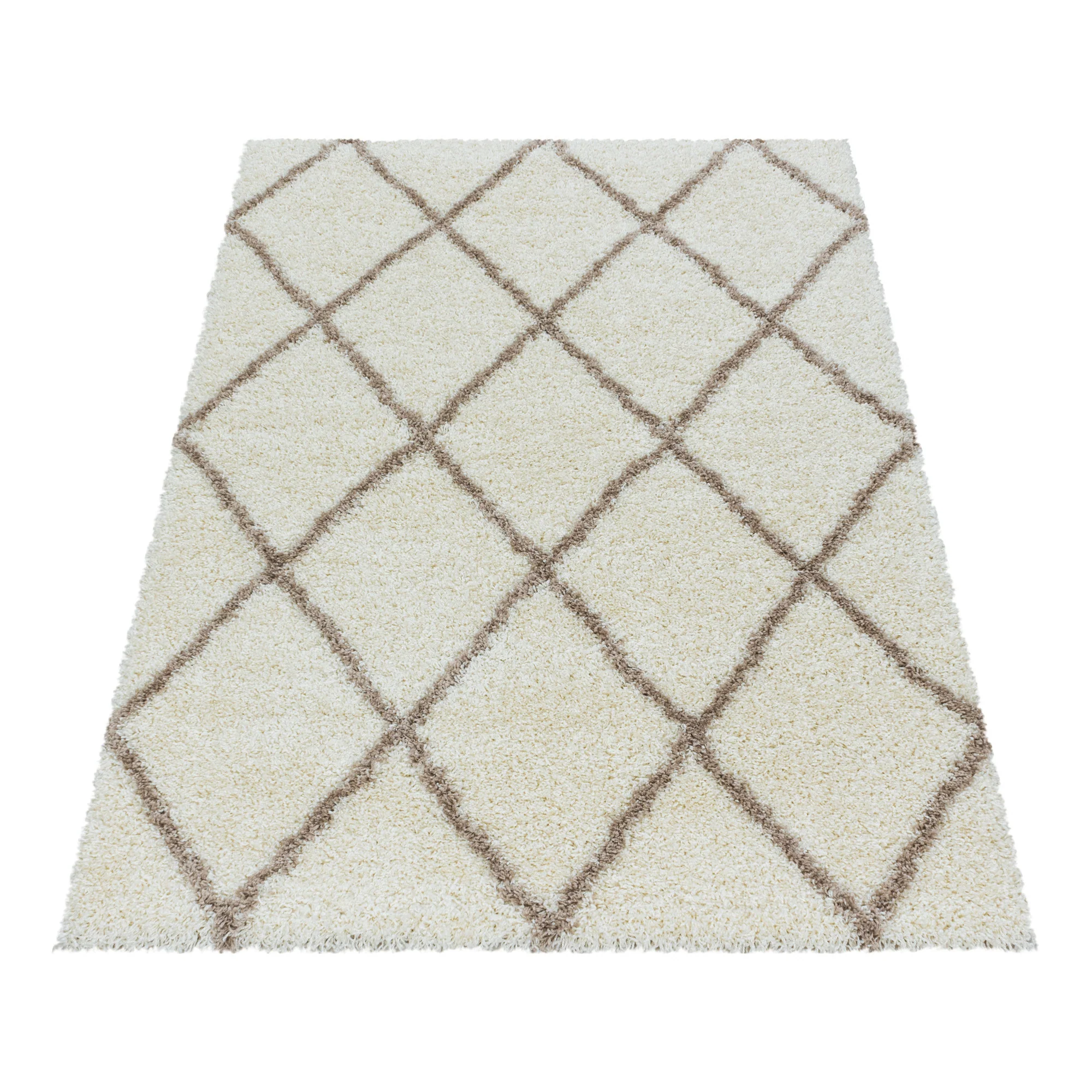 Geometrische Hochflorteppiche in Creme - Image 3