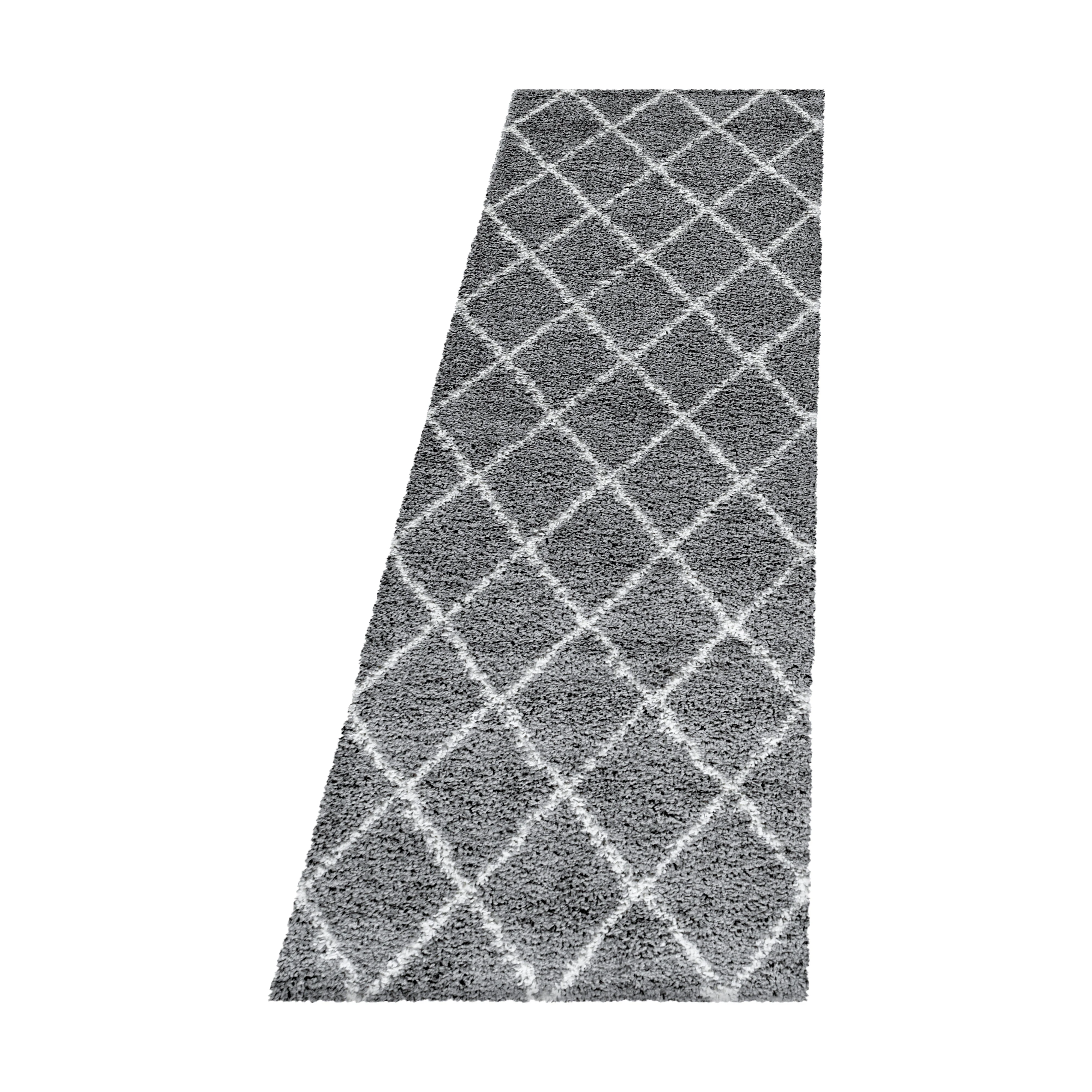 Geometrisch gemusterte Hochflorteppiche in Grau - Image 7