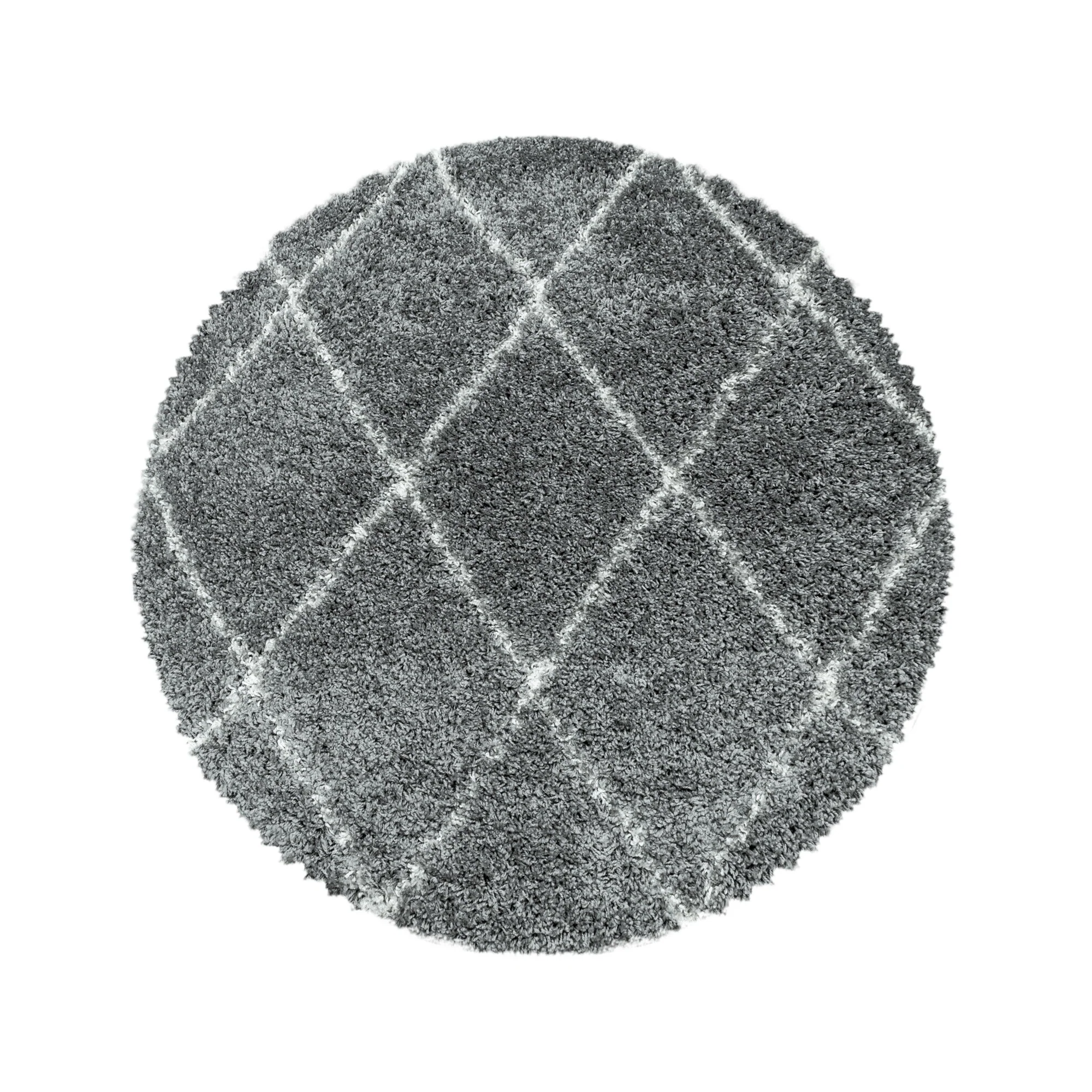 Geometrisch gemusterte Hochflorteppiche in Grau - Image 8