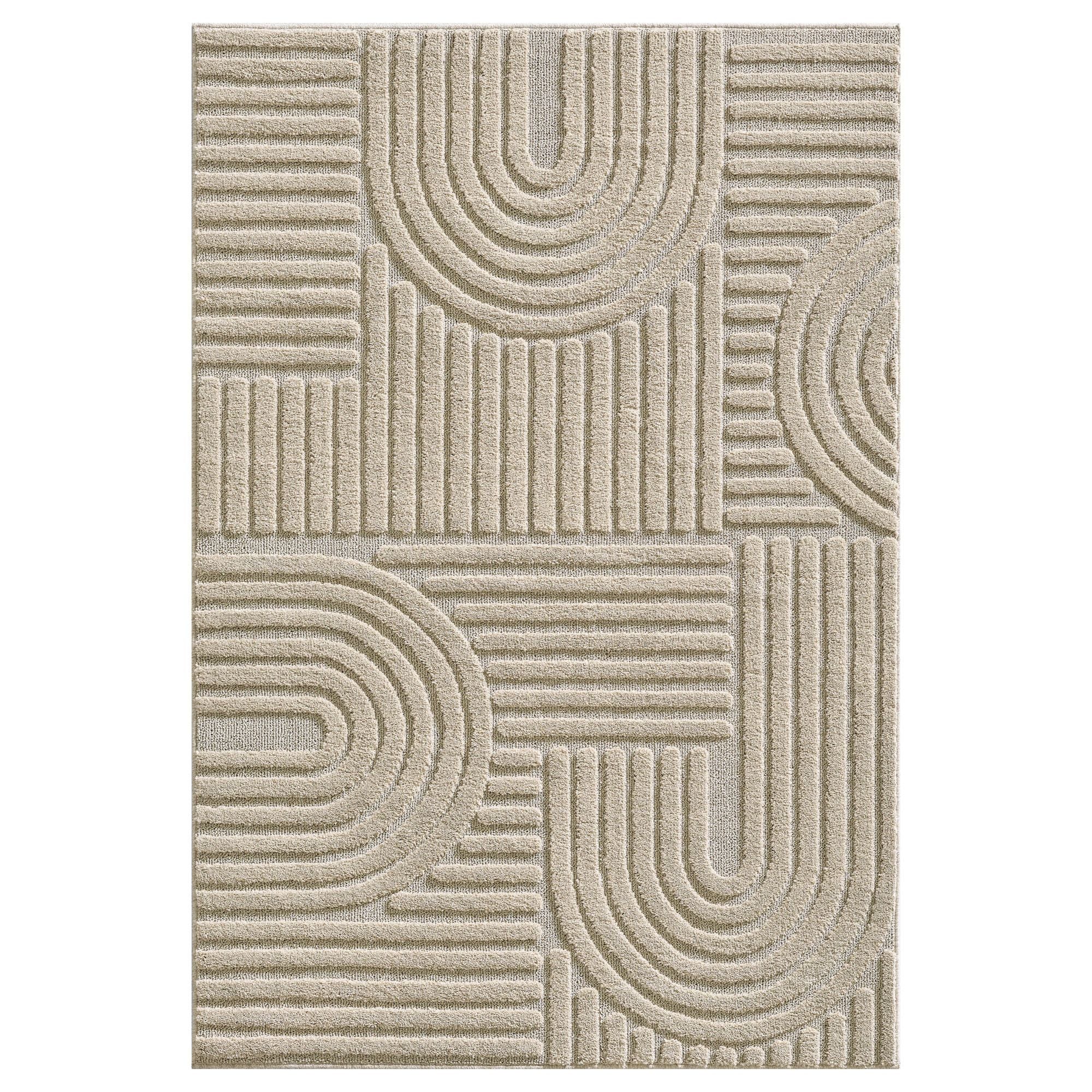 Hochflorteppiche, Skandinavischer Boho, Farbe Beige, Teppich für Wohnzimmer, Rücken aus Jute - Image 8