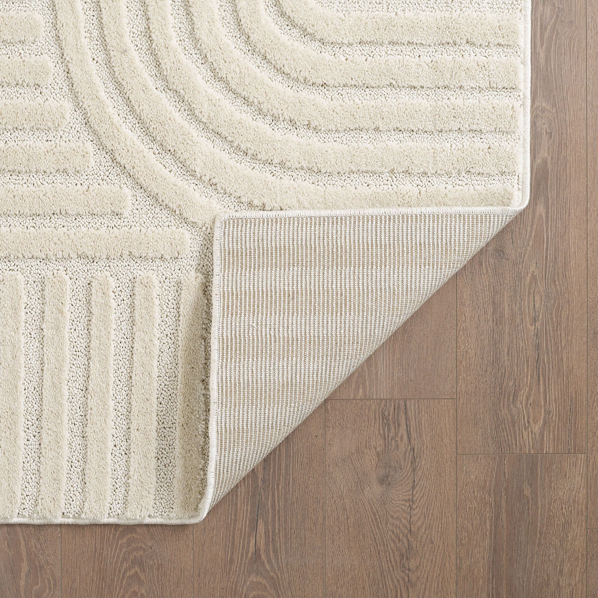 Hochflorteppiche, Skandinavischer Boho, Farbe Creme, Teppich für Wohnzimmer, Rücken aus Jute - Image 5