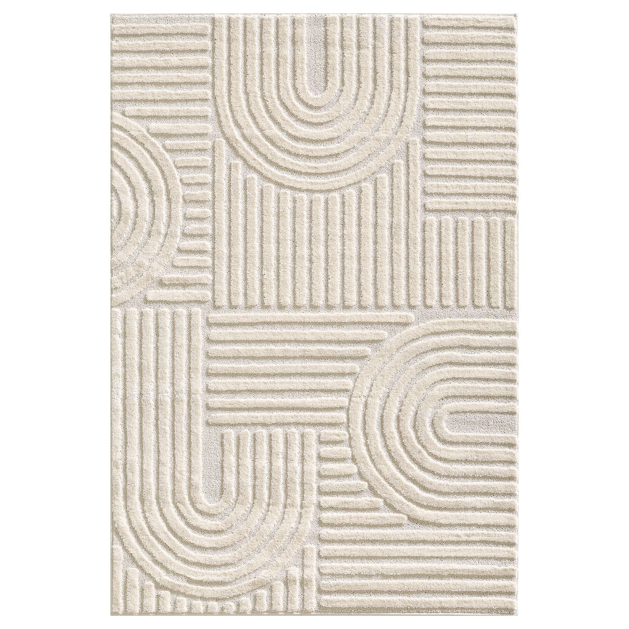 Hochflorteppiche, Skandinavischer Boho, Farbe Creme, Teppich für Wohnzimmer, Rücken aus Jute - Image 8