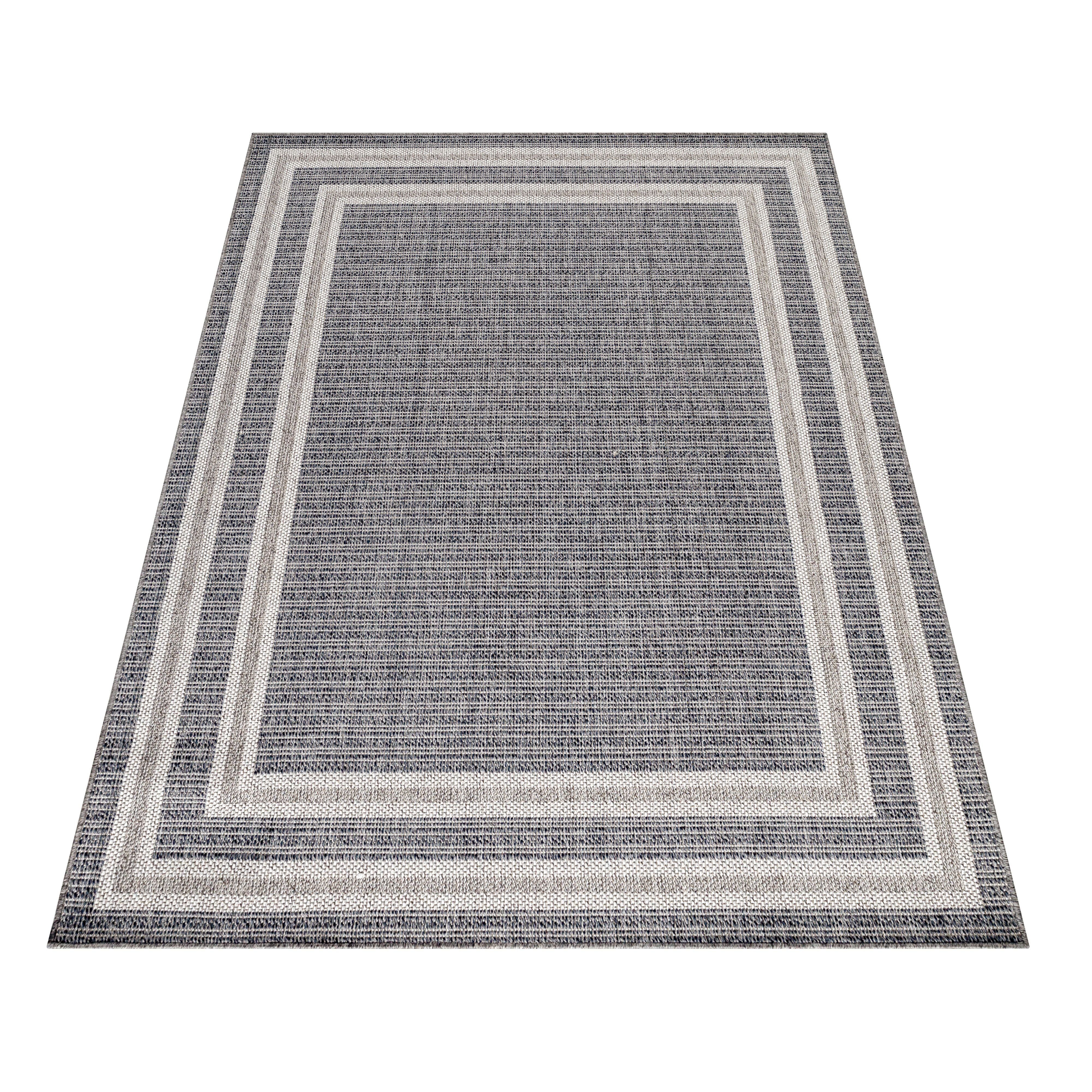 Outdoorteppiche, Bordüre Design, Farbe Grau, Teppich für Terasse-Balkon-Küche, Rücken aus Polypropylen - Image 3