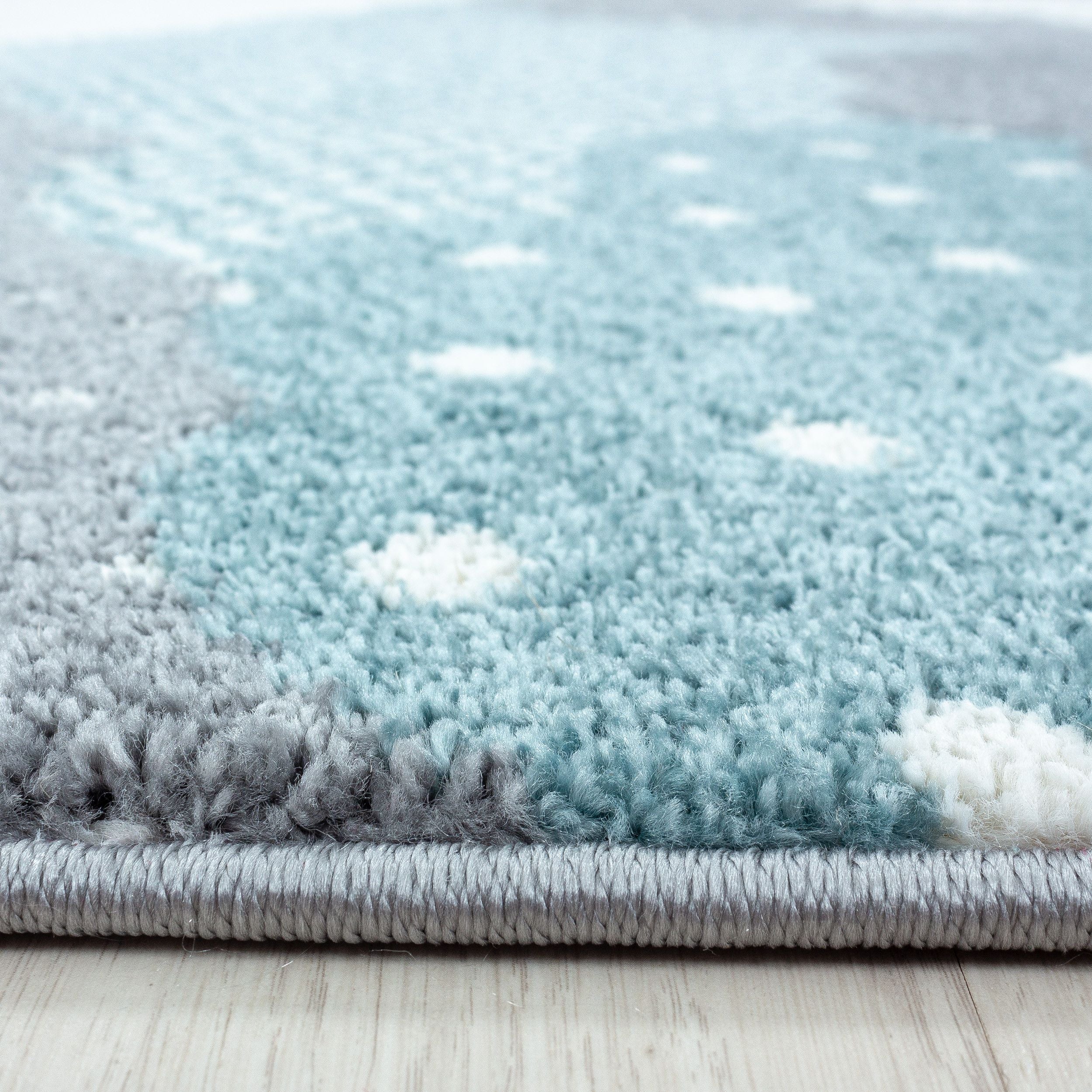 Kinderteppiche, Wolken Design, Farbe Blau, Teppich für Kinderzimmer, Rücken aus Jute - Image 4