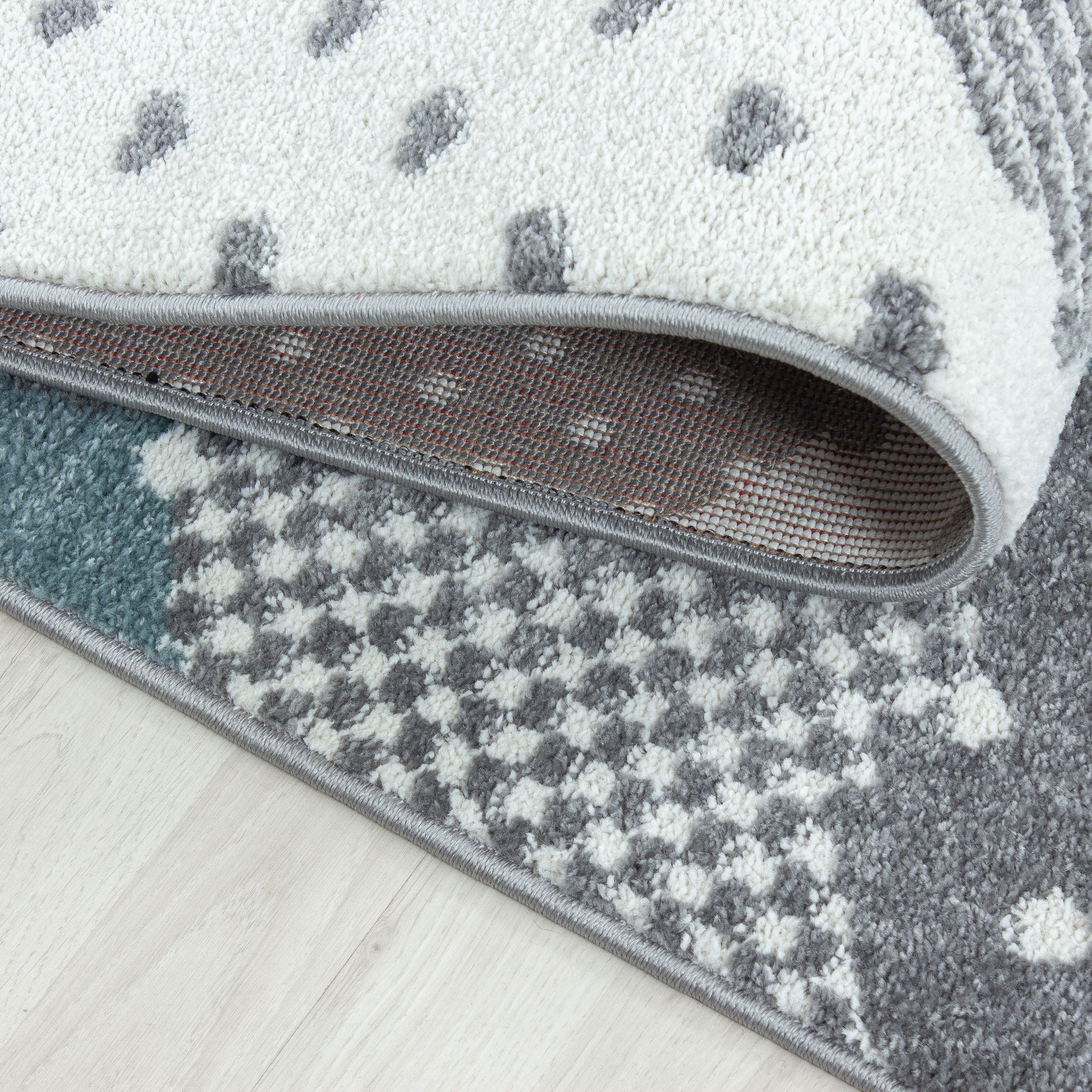 Kinderteppiche, Wolken Design, Farbe Blau, Teppich für Kinderzimmer, Rücken aus Jute - Image 5