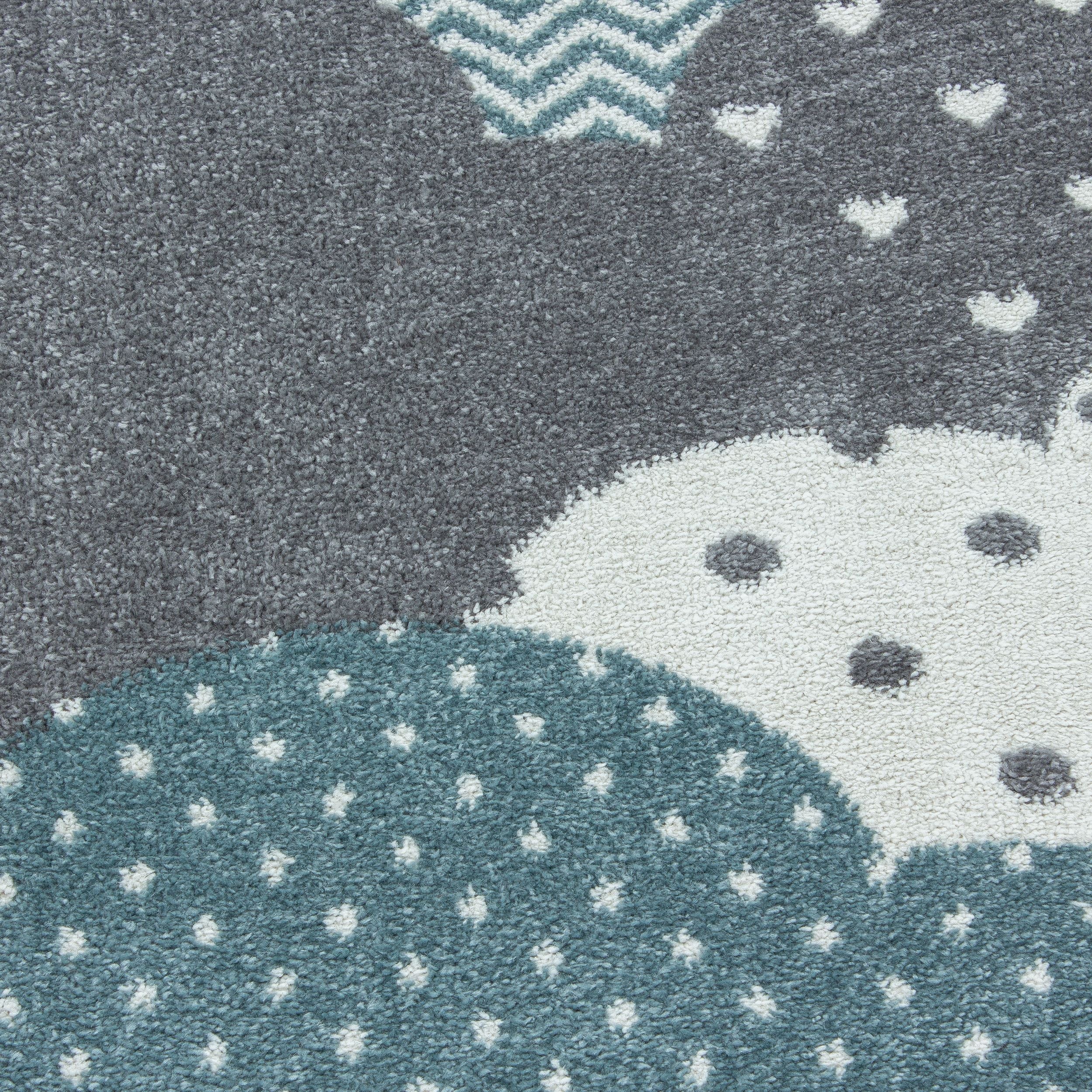 Kinderteppiche, Wolken Design, Farbe Blau, Teppich für Kinderzimmer, Rücken aus Jute - Image 6
