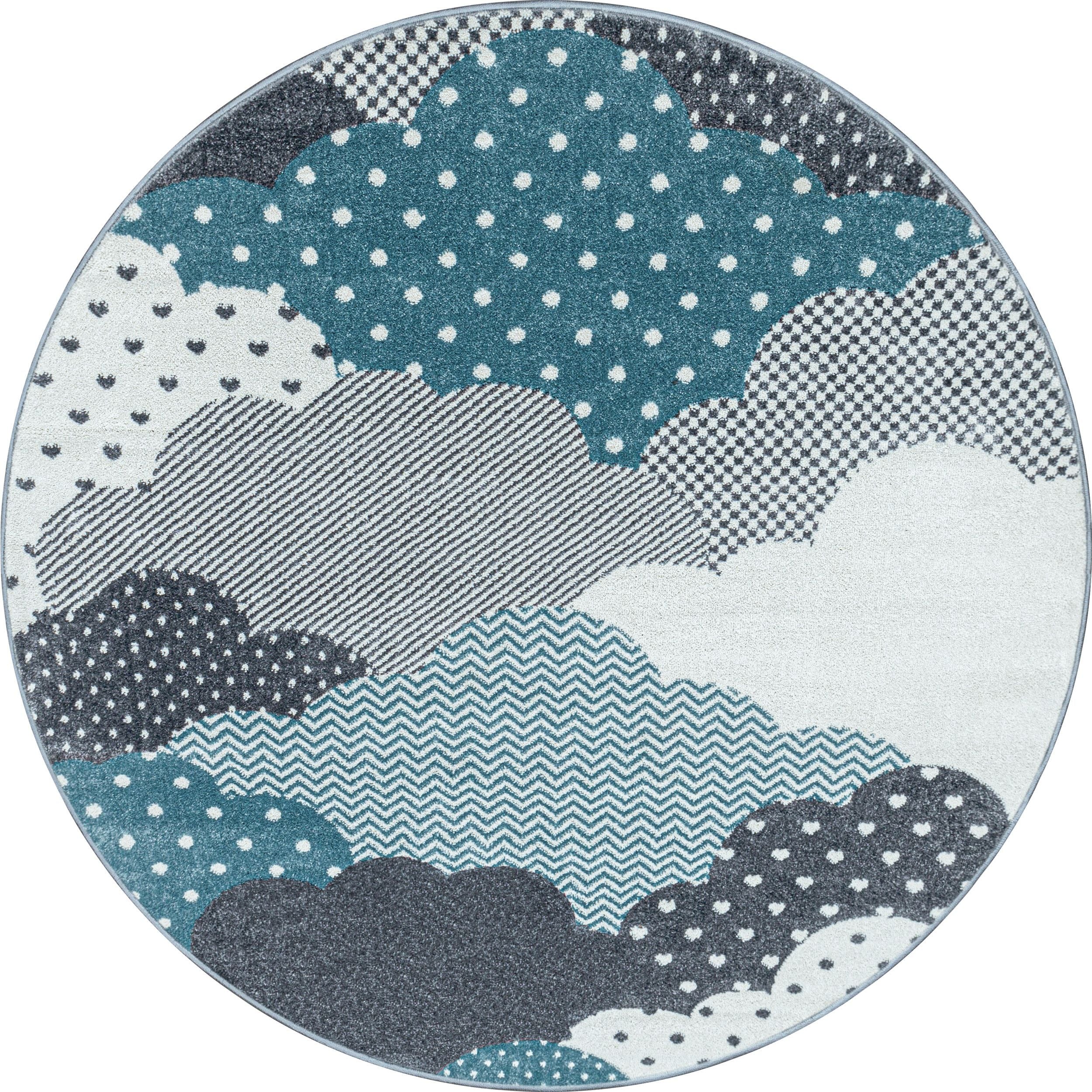 Kinderteppiche, Wolken Design, Farbe Blau, Teppich für Kinderzimmer, Rücken aus Jute - Image 7