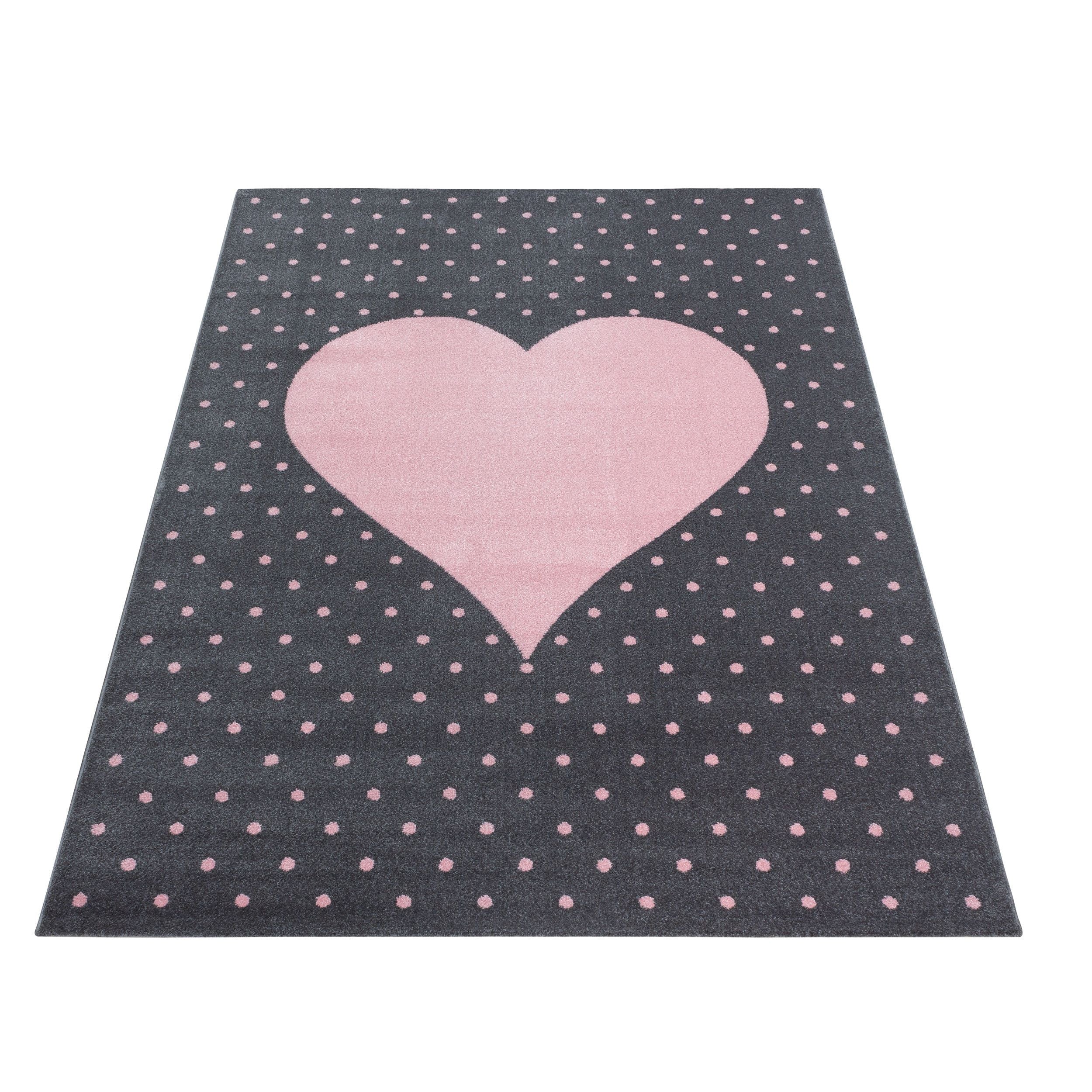 Kinderteppiche, Herz-Design, Farbe Pink, Teppich für Kinderzimmer, Rücken aus Jute - Image 3