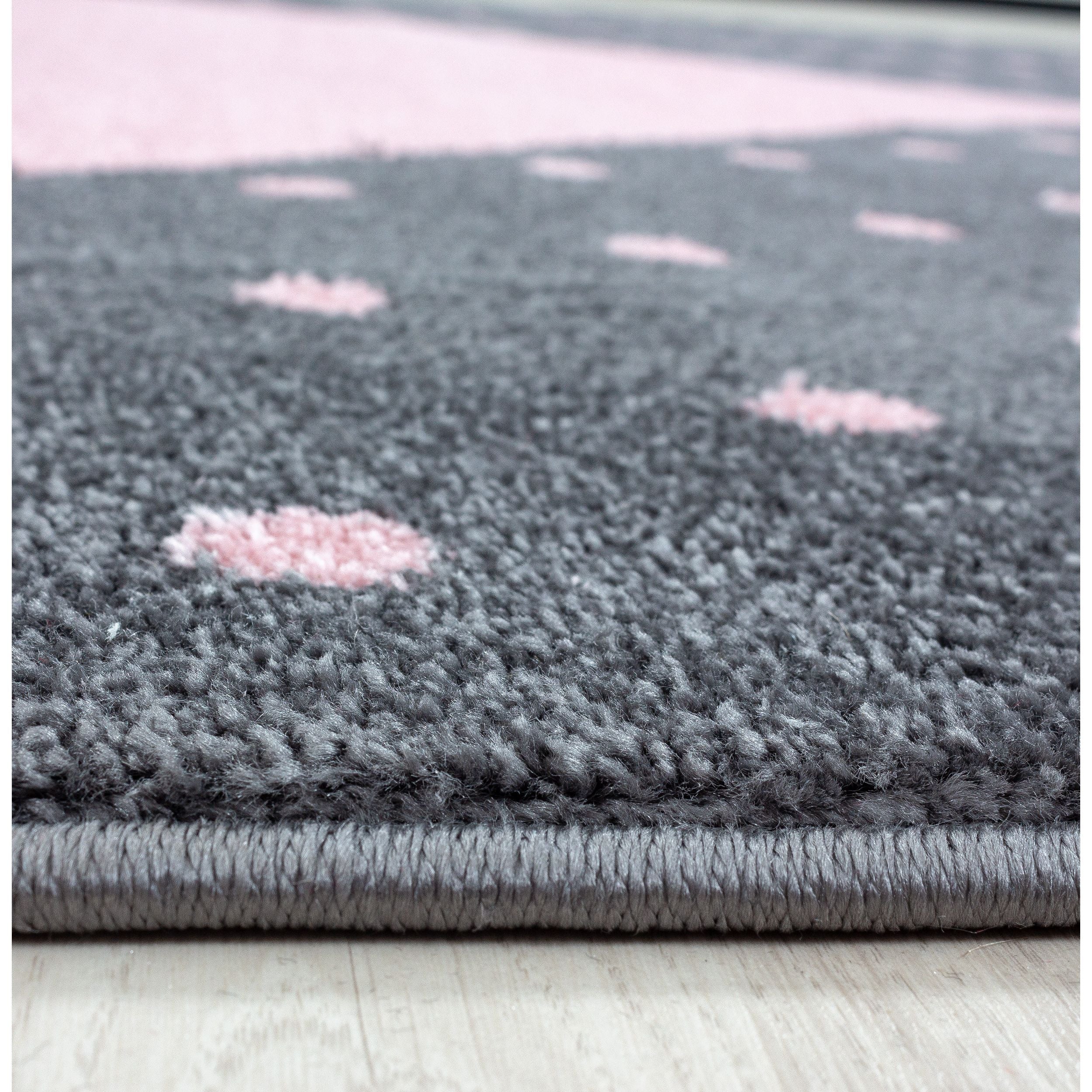 Kinderteppiche, Herz-Design, Farbe Pink, Teppich für Kinderzimmer, Rücken aus Jute - Image 4
