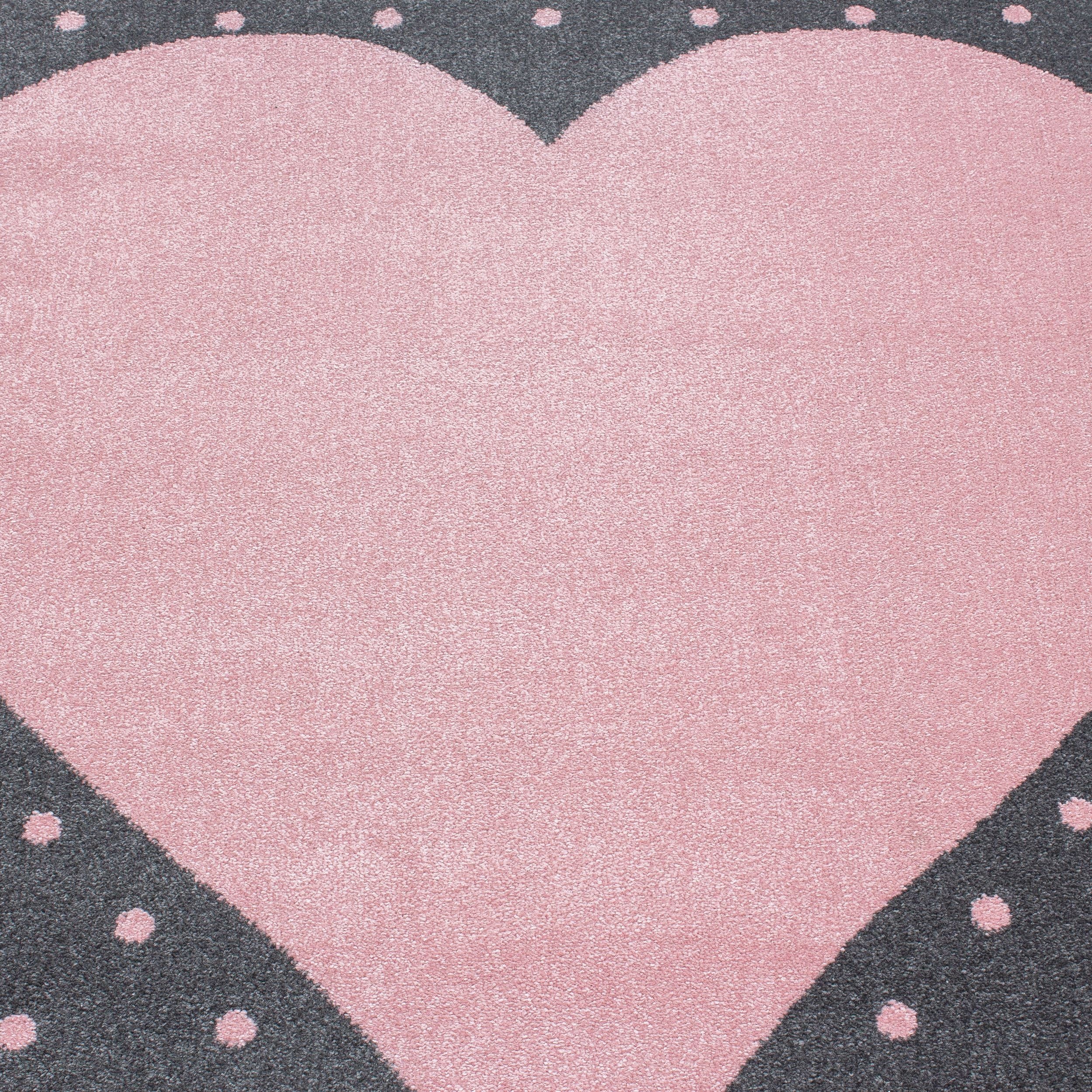 Kinderteppiche, Herz-Design, Farbe Pink, Teppich für Kinderzimmer, Rücken aus Jute - Image 6