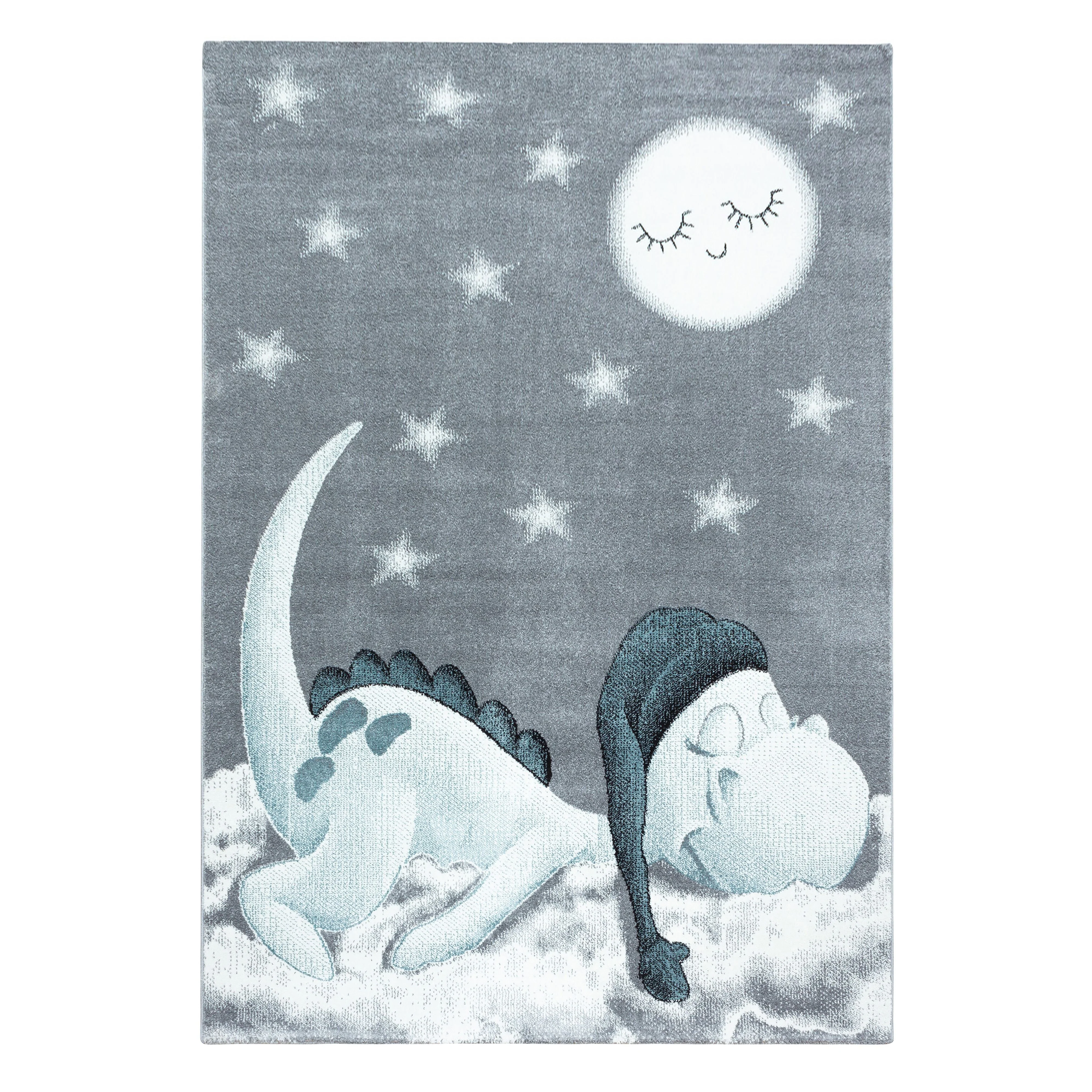 Kinderteppiche, Dinosaurier Design, Farbe Blau, Teppich für Kinderzimmer, Rücken aus Jute - Image 2