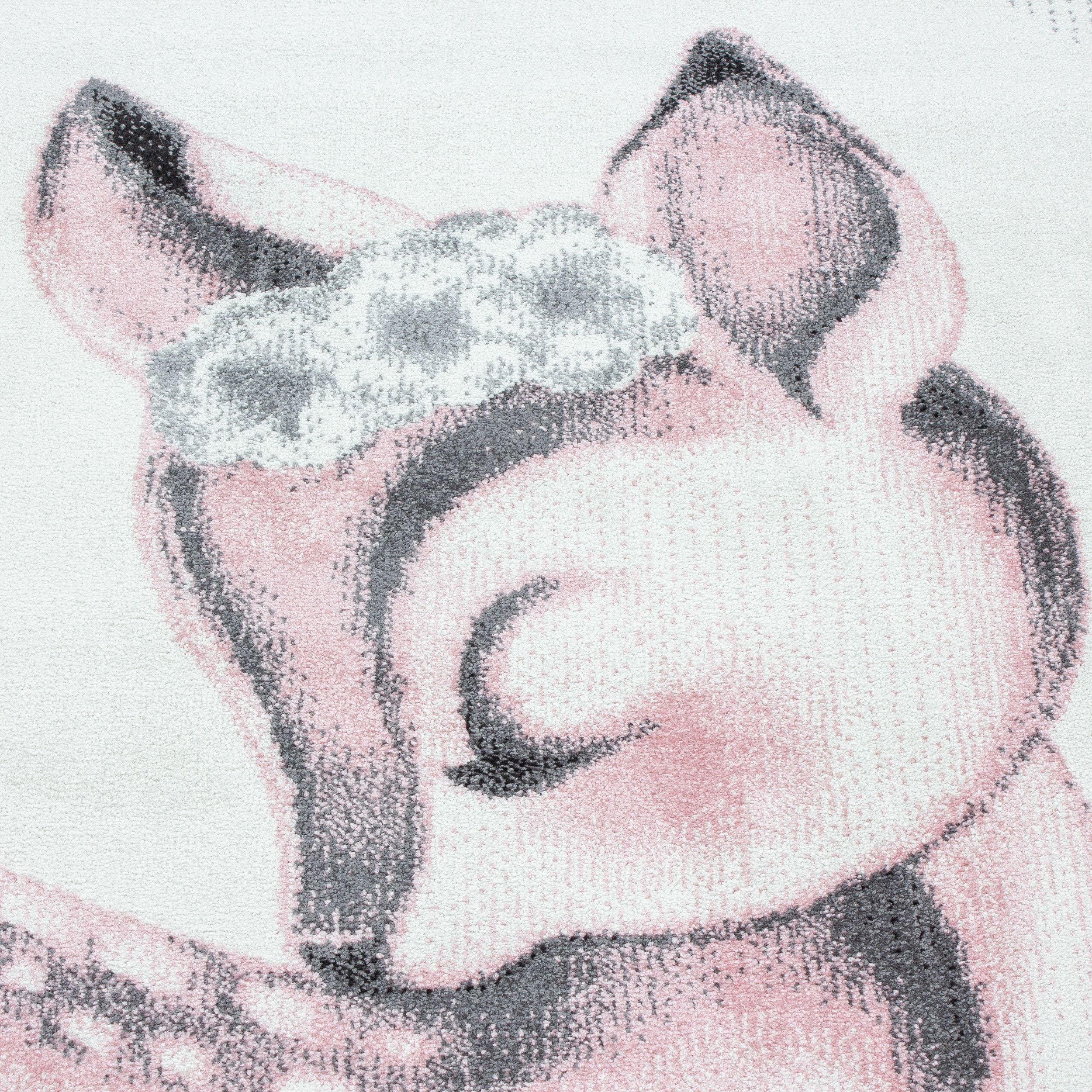 Kinderteppiche, Rehkitz Design, Farbe Pink, Teppich für Kinderzimmer, Rücken aus Jute - Image 6