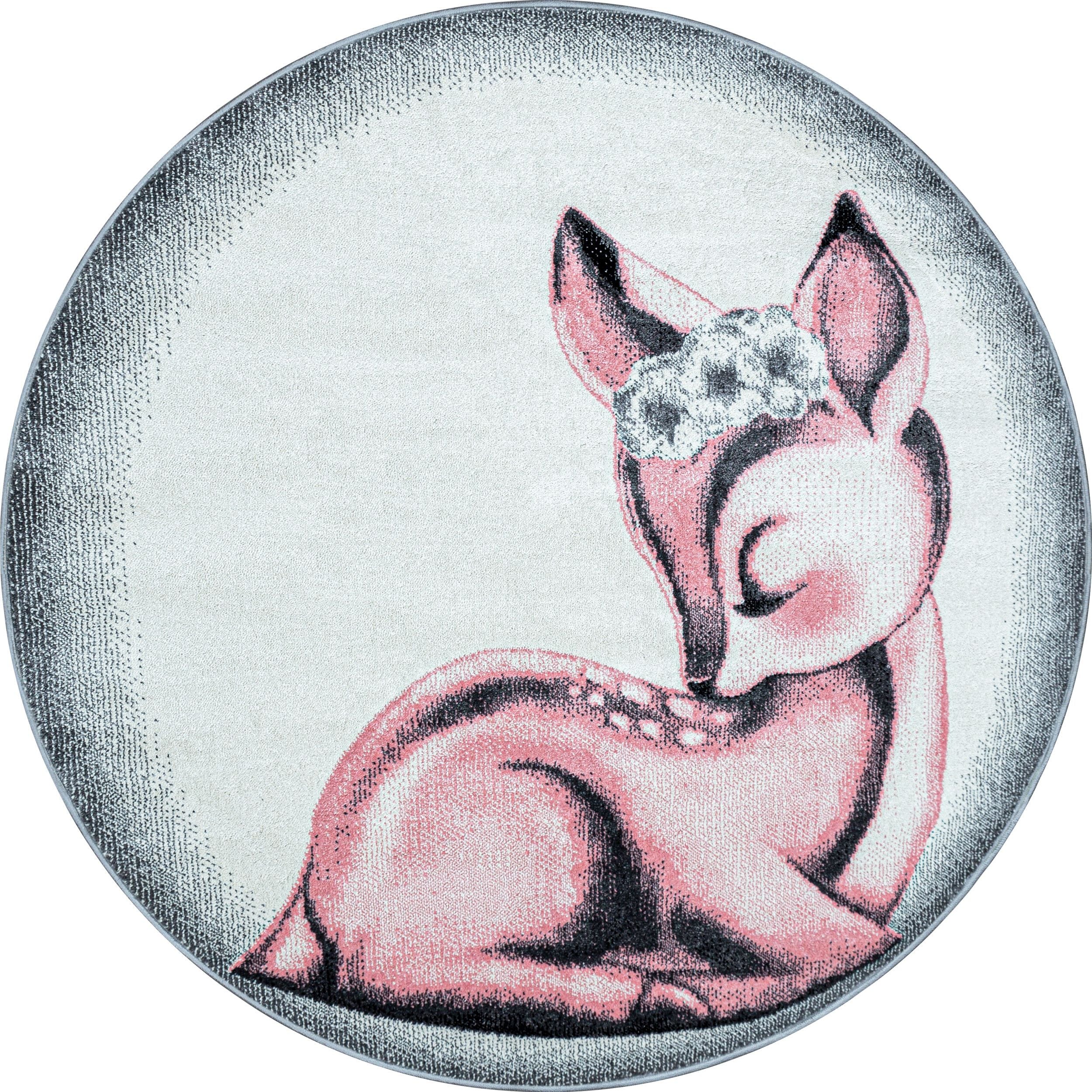 Kinderteppiche, Rehkitz Design, Farbe Pink, Teppich für Kinderzimmer, Rücken aus Jute - Image 7