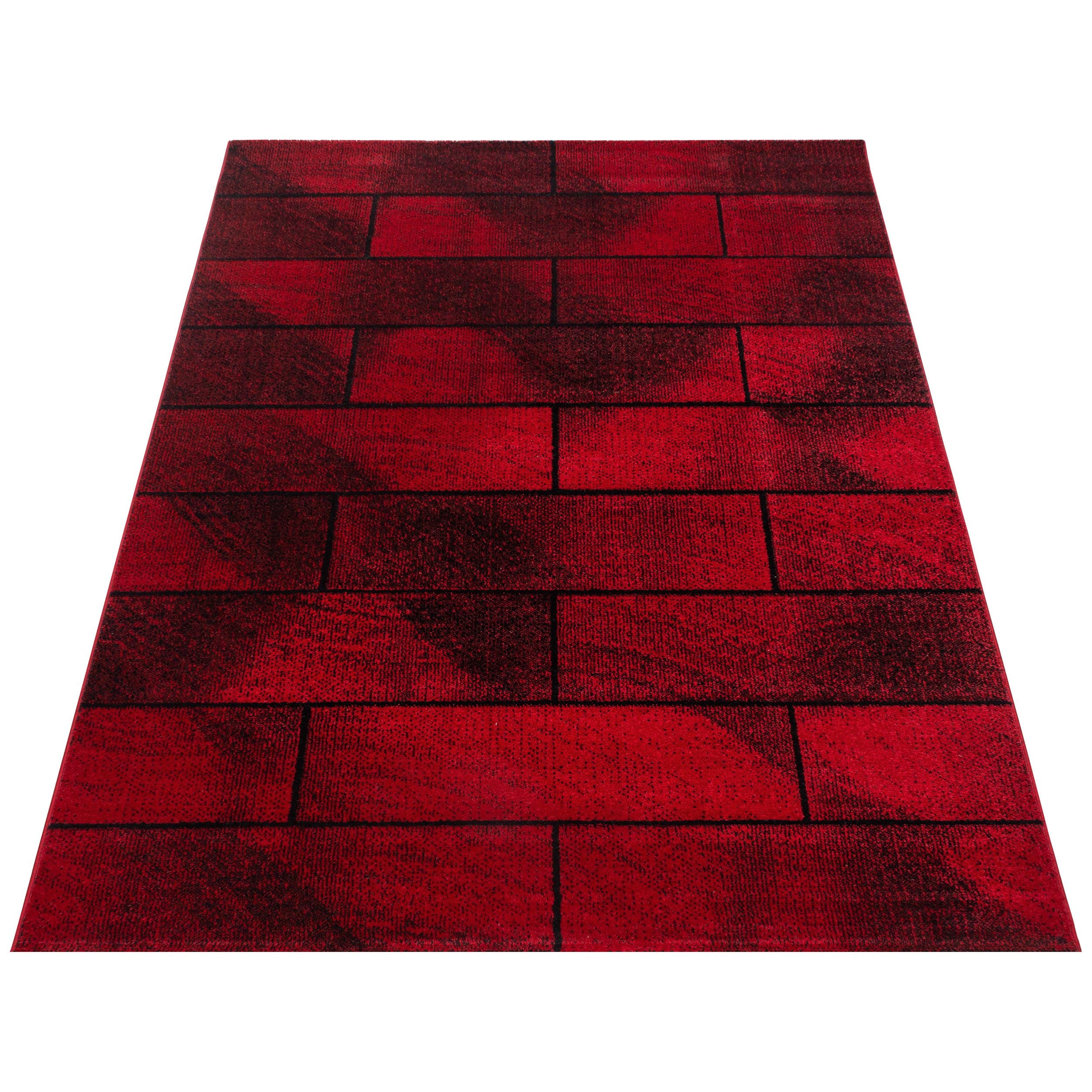Kurzflorteppiche, Geometrisch Design, Farbe Rot, Teppich für Wohnzimmer, Rücken aus Jute - Image 3