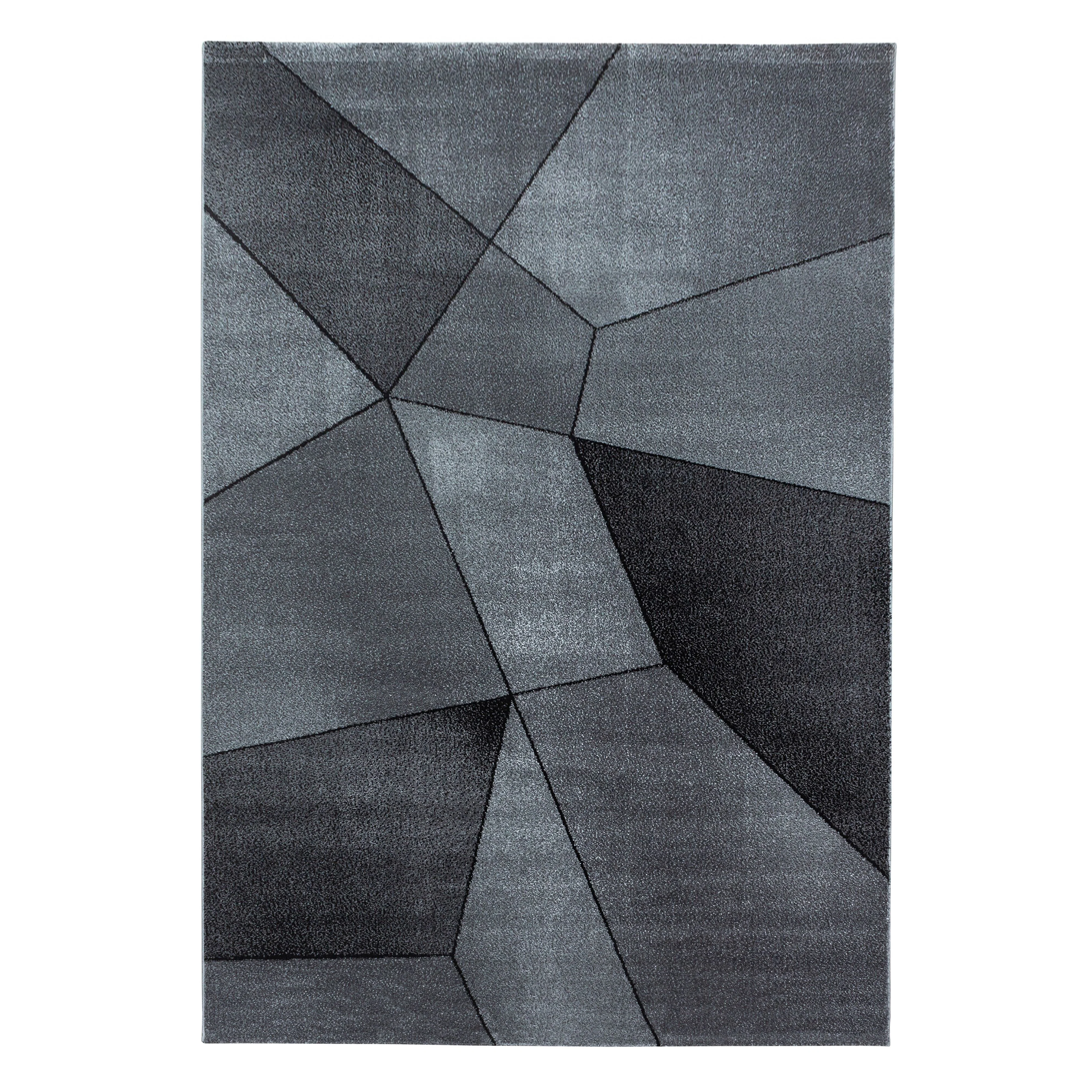 Beta Geometrischer Kurzflorteppich in Grau - Image 2