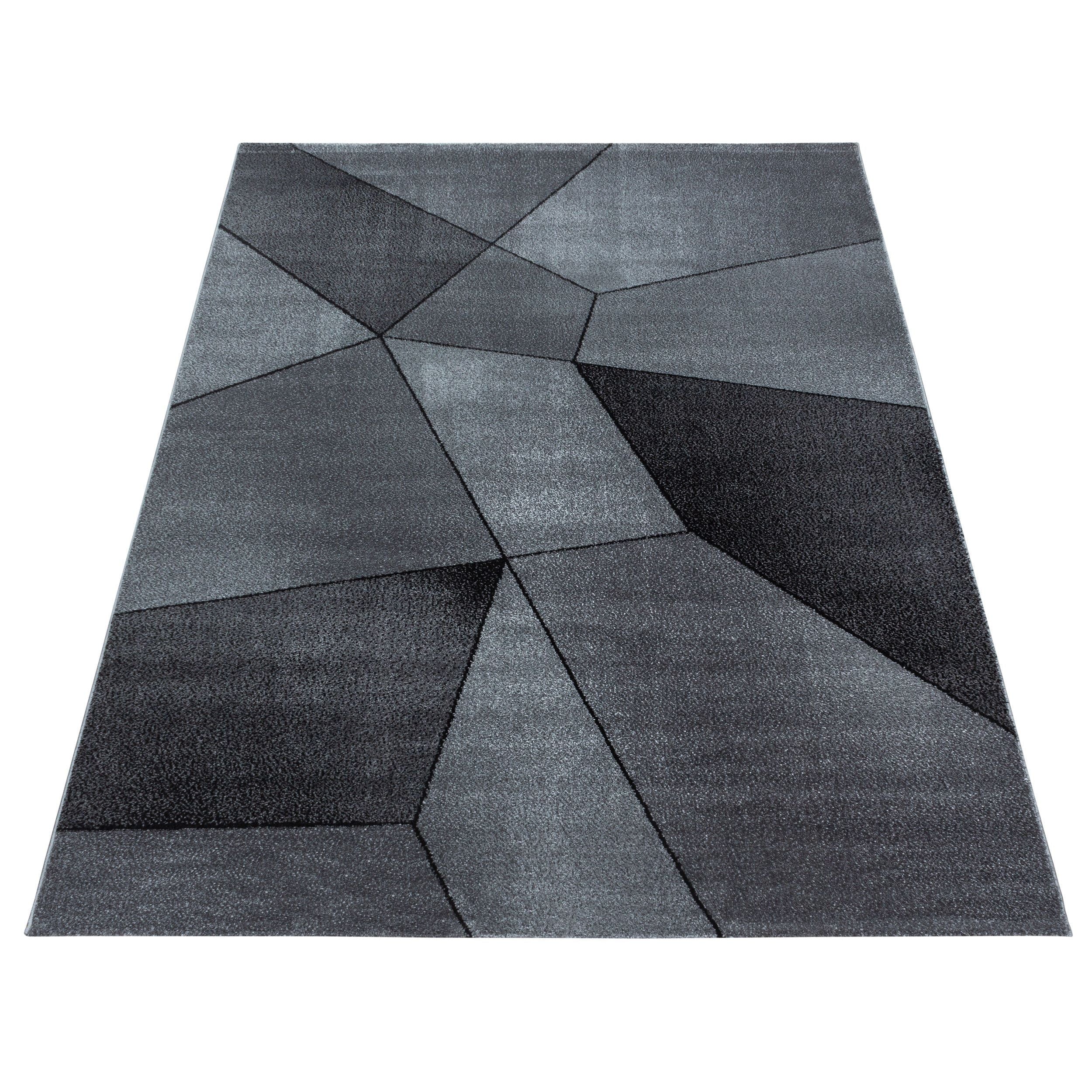Beta Geometrischer Kurzflorteppich in Grau - Image 3