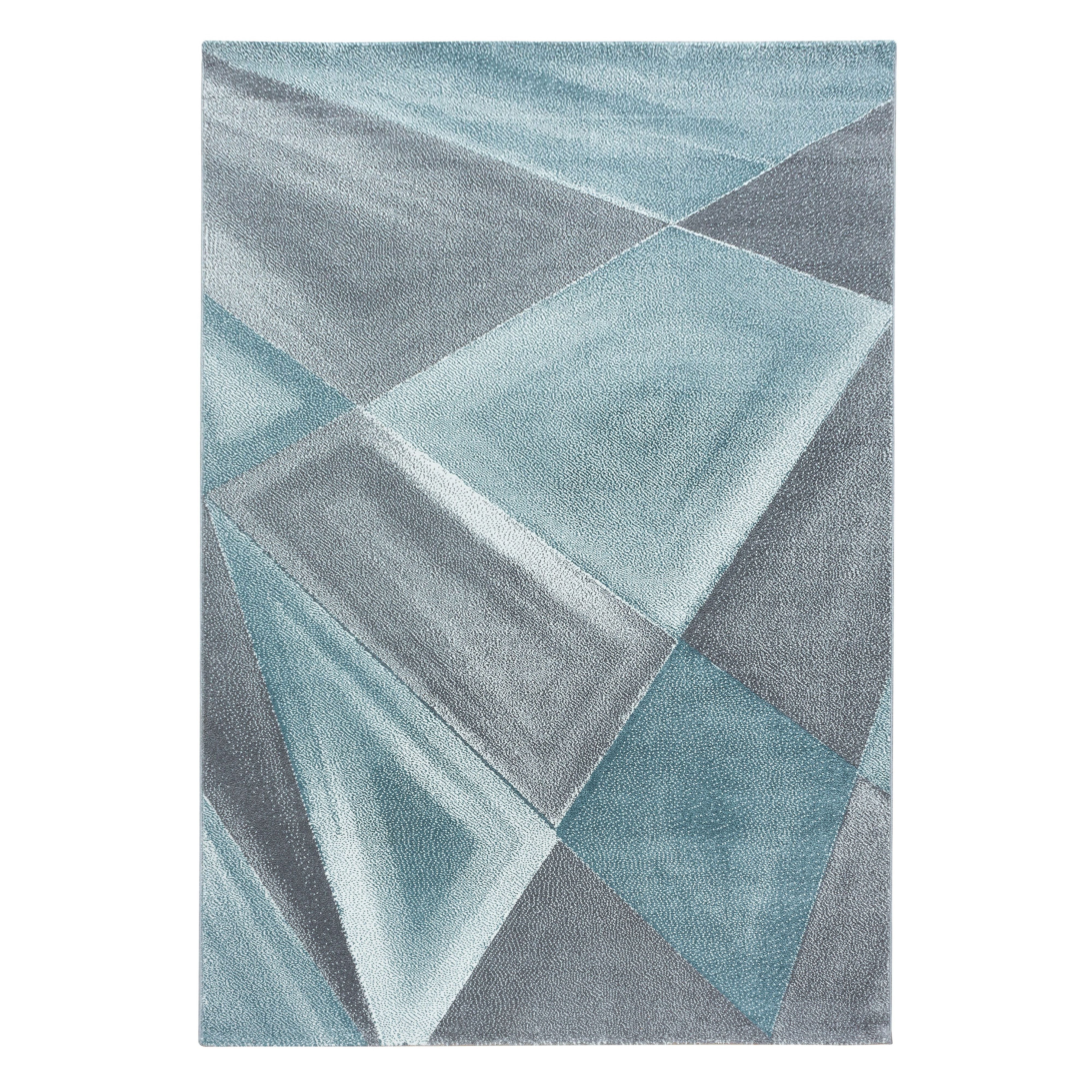 Kurzflorteppiche, Geometrisch Design, Farbe Blau, Teppich für Wohnzimmer, Rücken aus Jute - Image 2