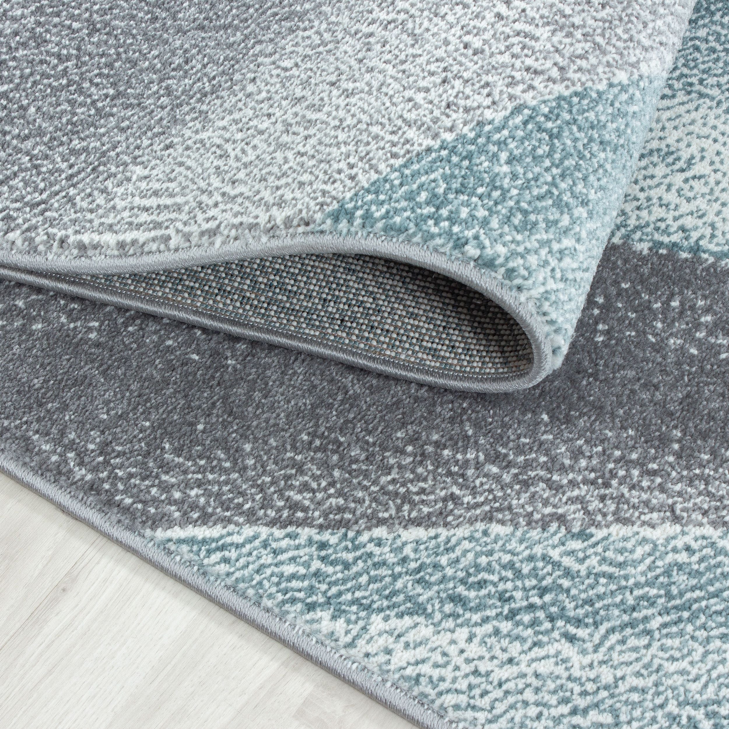Kurzflorteppiche, Geometrisch Design, Farbe Blau, Teppich für Wohnzimmer, Rücken aus Jute - Image 5