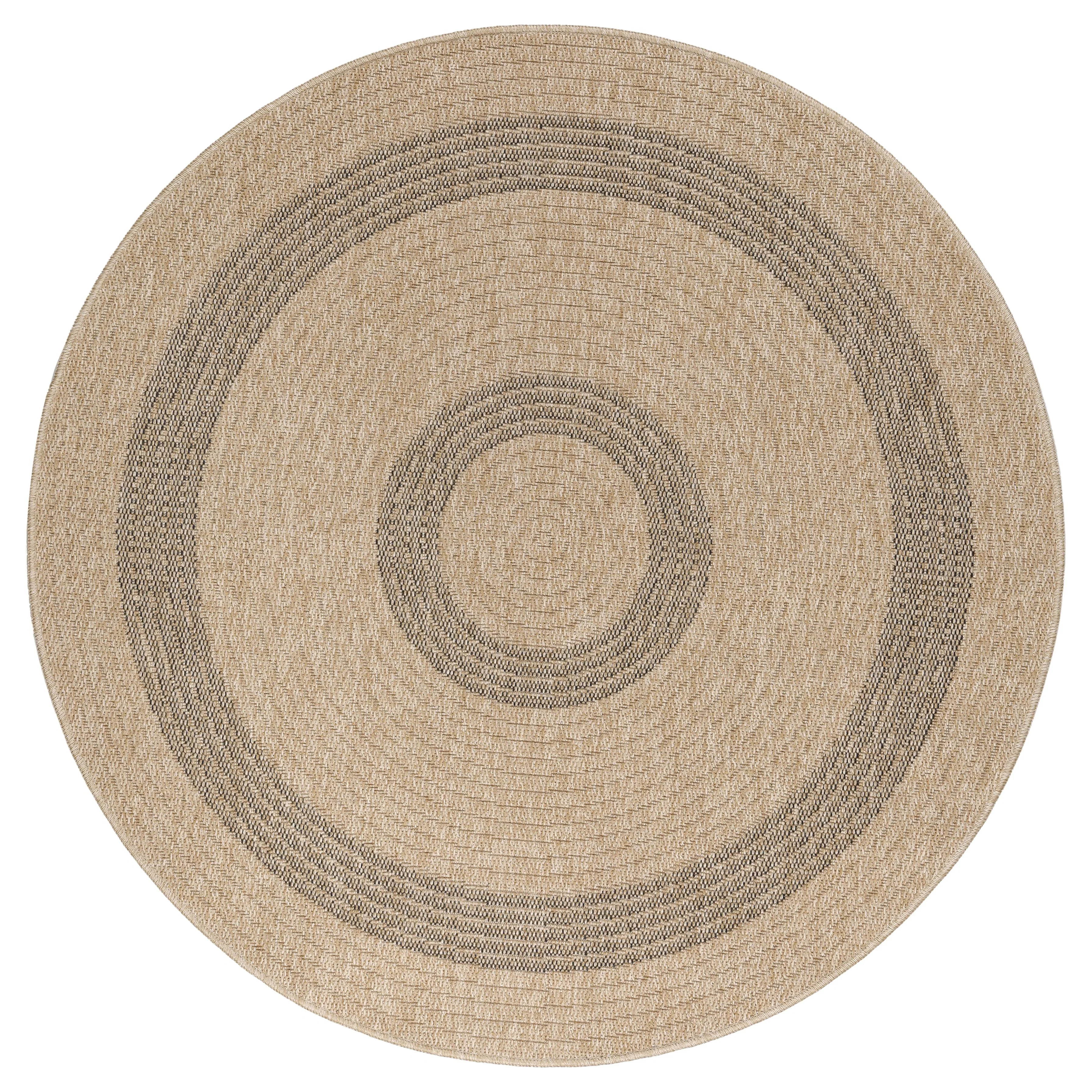 Runder Vintage Outdoor Teppich in Beige-Schwarz - Image 2