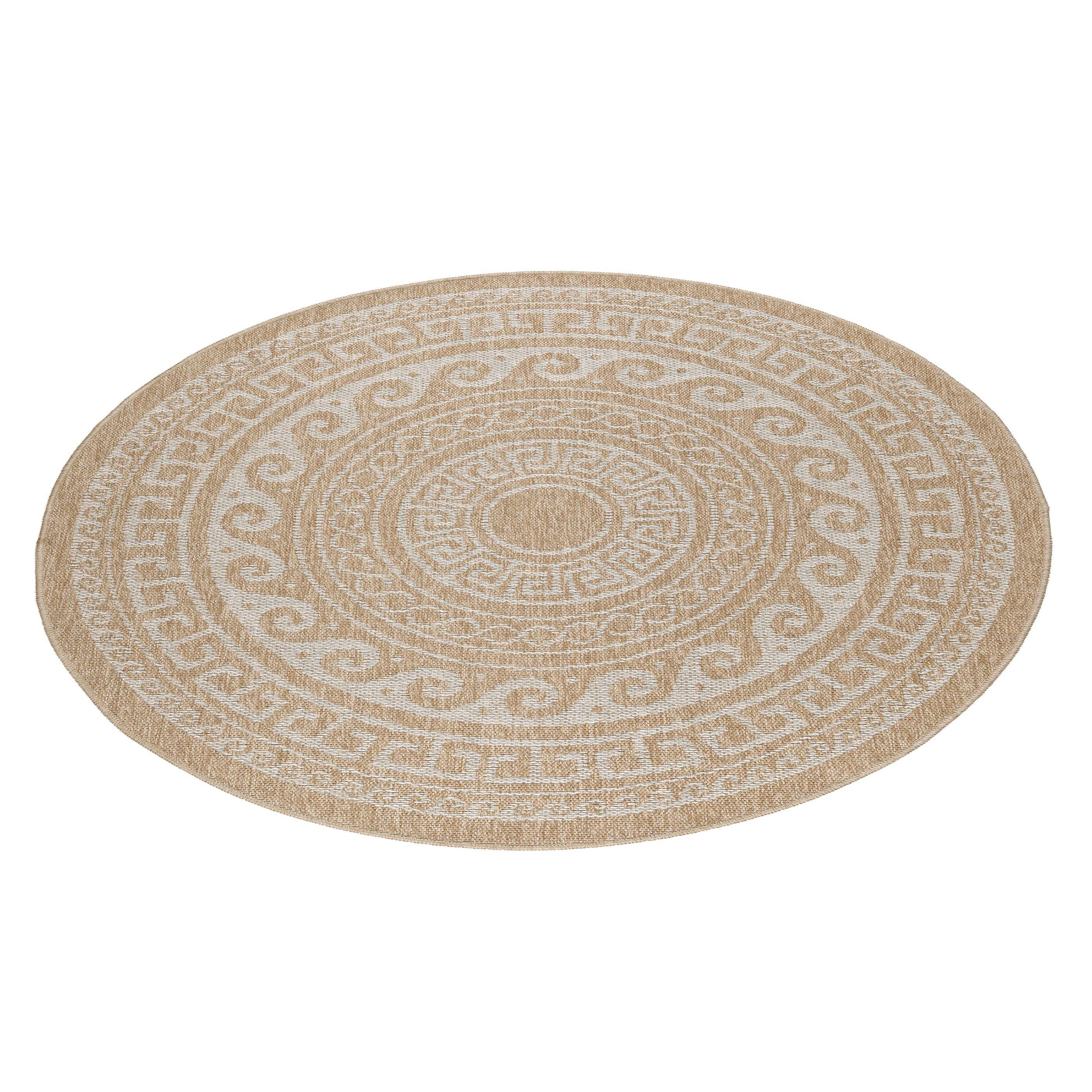 Runder Vintage Outdoor Teppich in Beige - Image 3