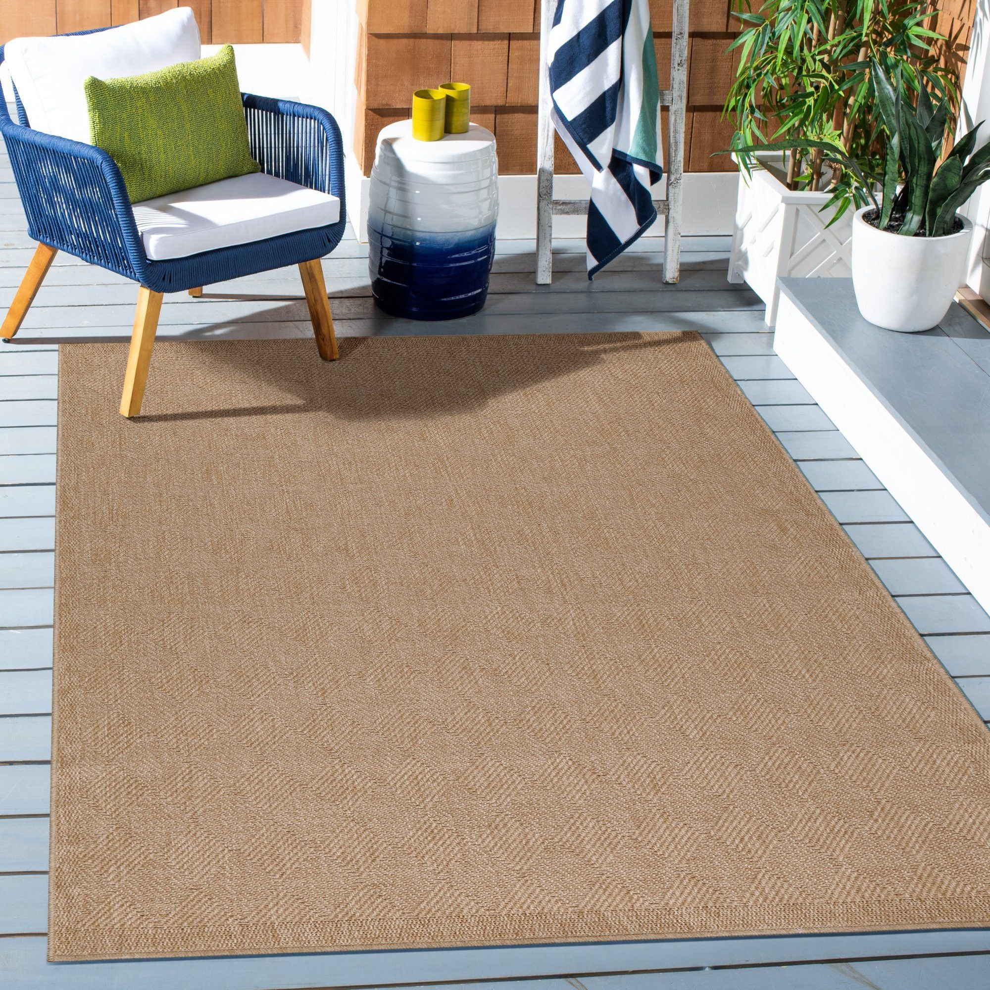 Boho Outdoor Teppich Beige: Balkon & Terrasse