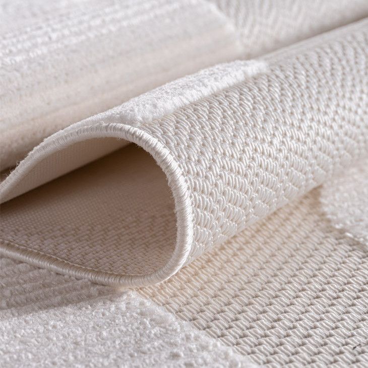 3D Kurzflor Teppich: Geometrisches Blockmuster in Creme - Image 3