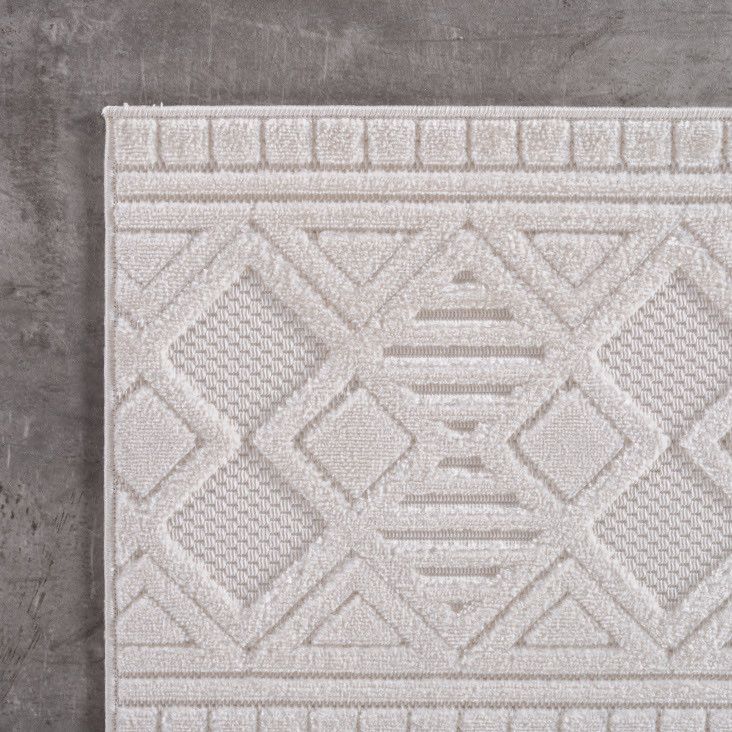 Doha Kurzflor Teppich in Creme mit feinen Boho-Details - Image 4