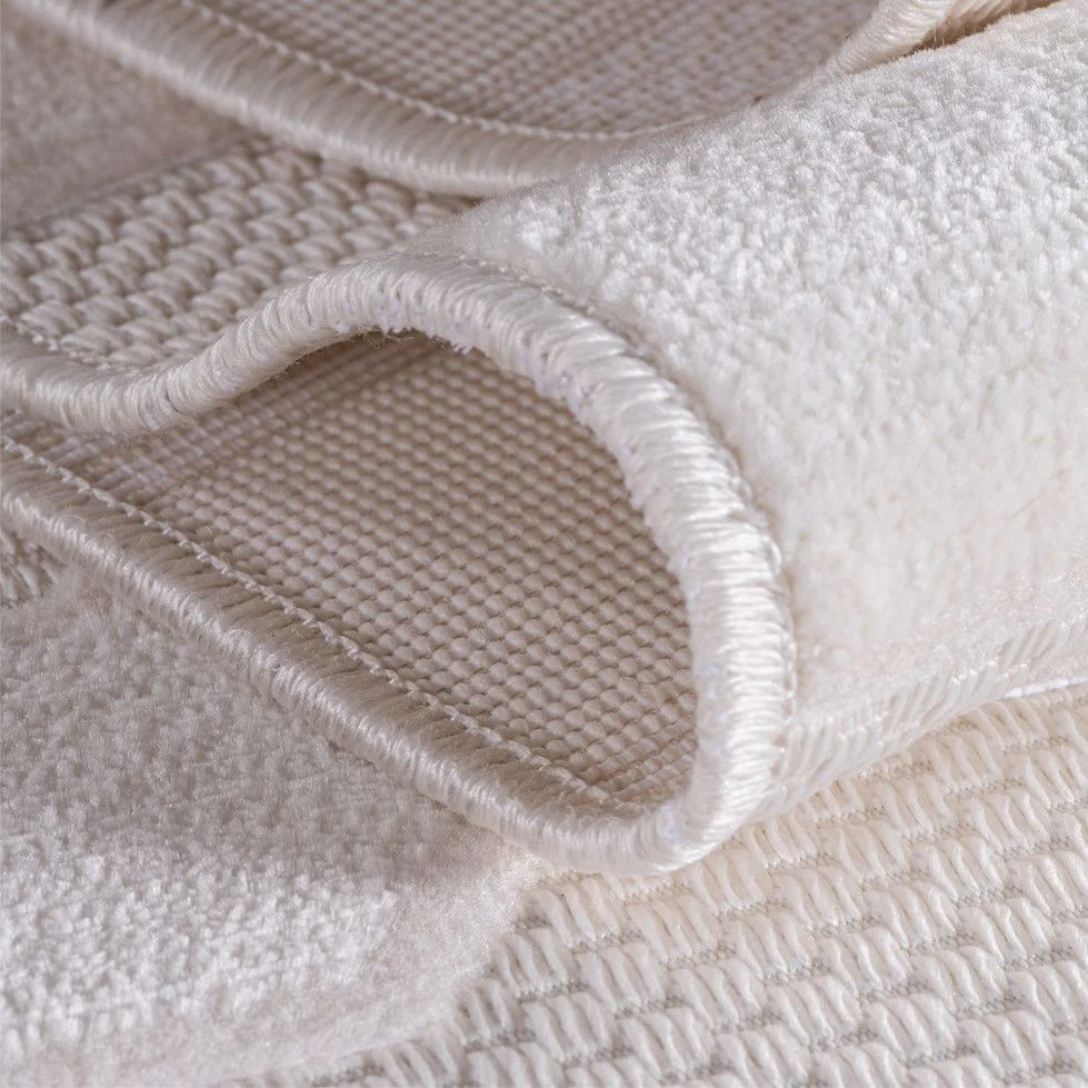 Moderner Kurzflor Teppich in Creme: 3D Design - Image 3