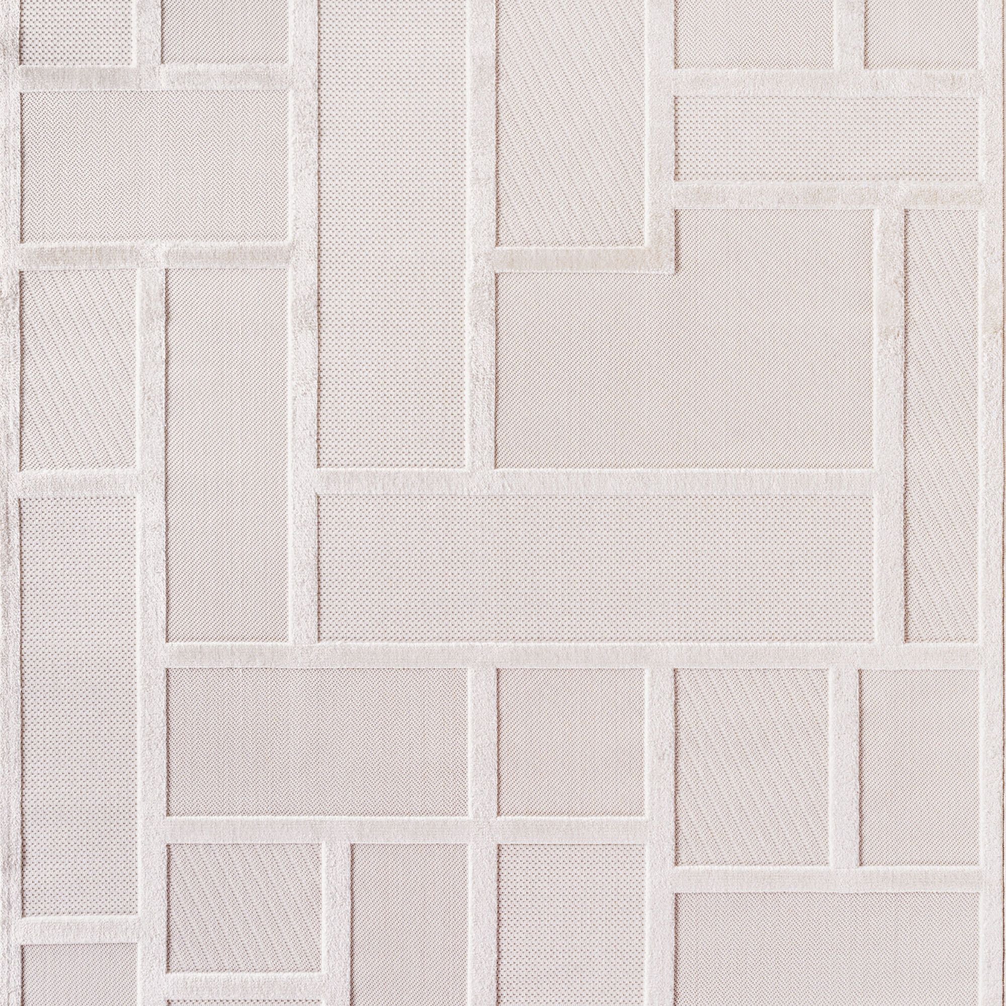 Doha Kurzflor Teppich Creme – 3D Blockdesign - Image 6