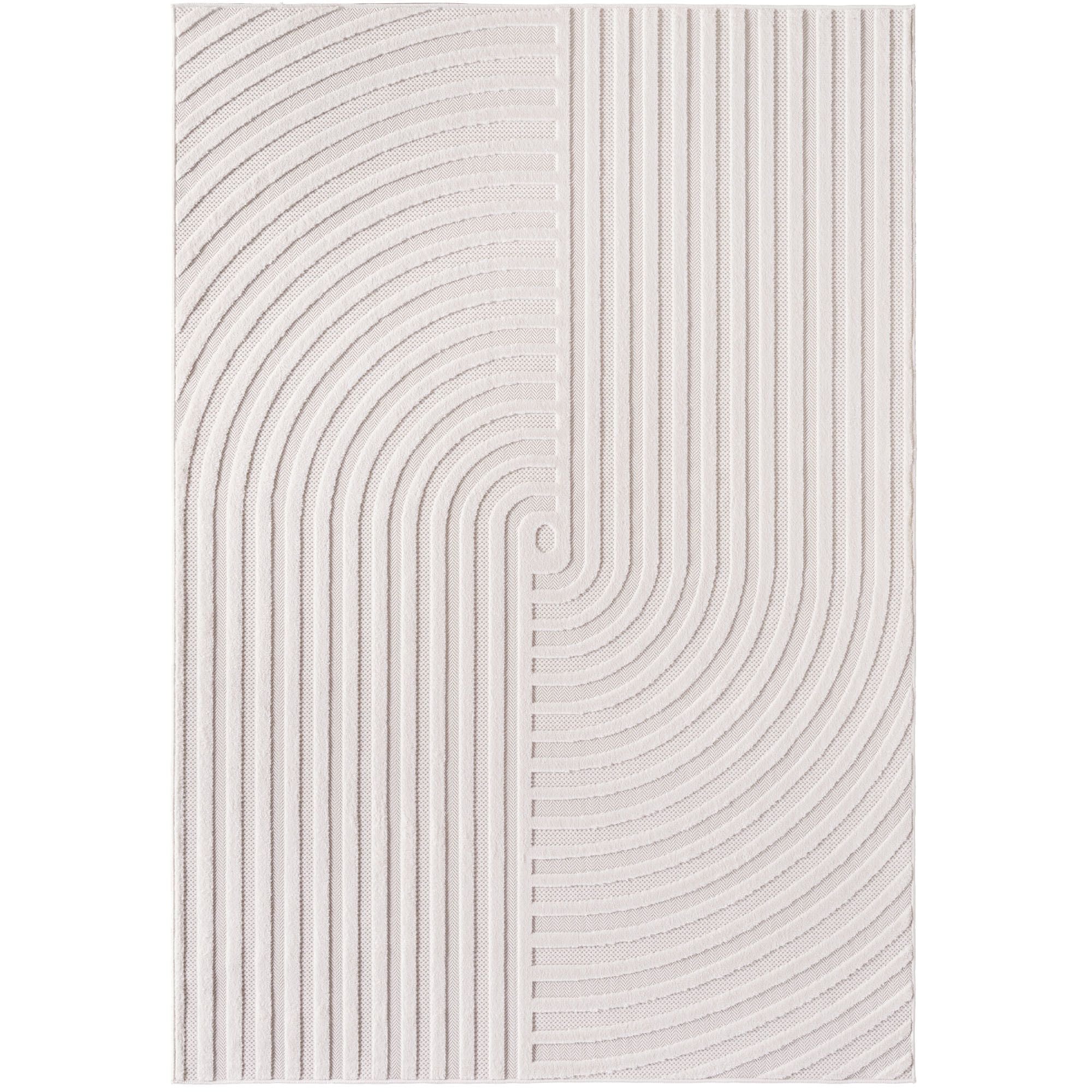 Doha Kurzflor Teppich Creme – 3D Boho Linien - Image 2