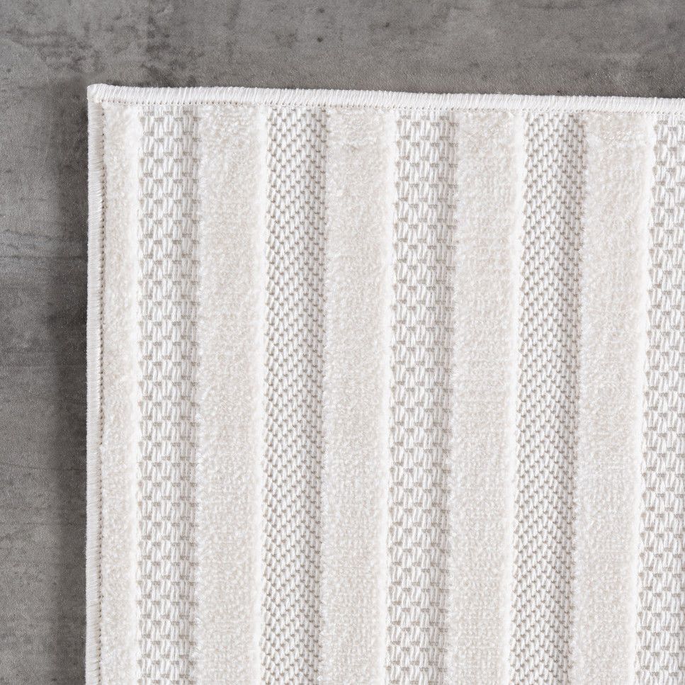 Doha Kurzflor Teppich Creme – 3D Boho Linien - Image 3
