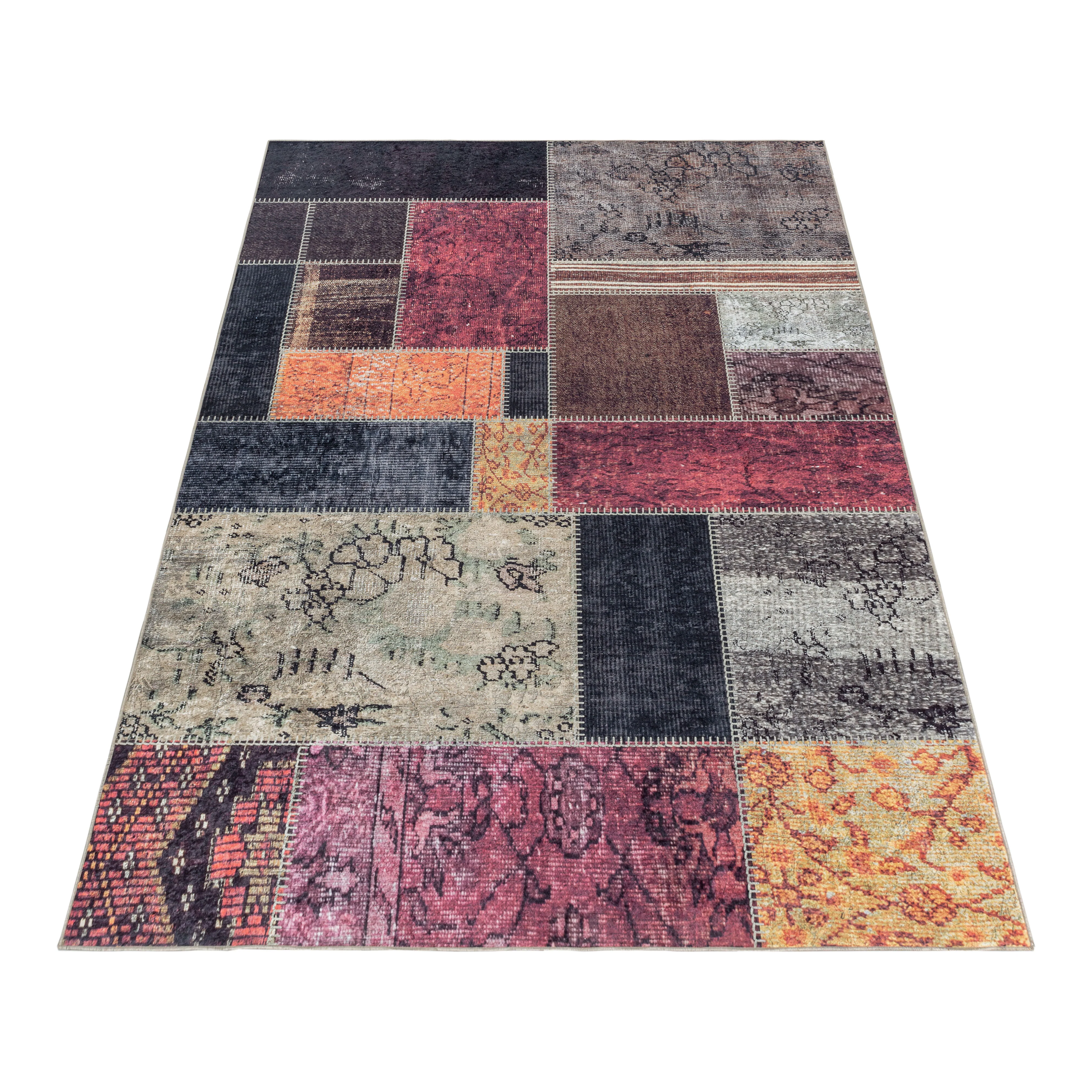 Waschbarer Teppich, Patchwork Design, Farbe Multi, Teppich für Wohnzimmer, Rücken aus Canvas - Image 3