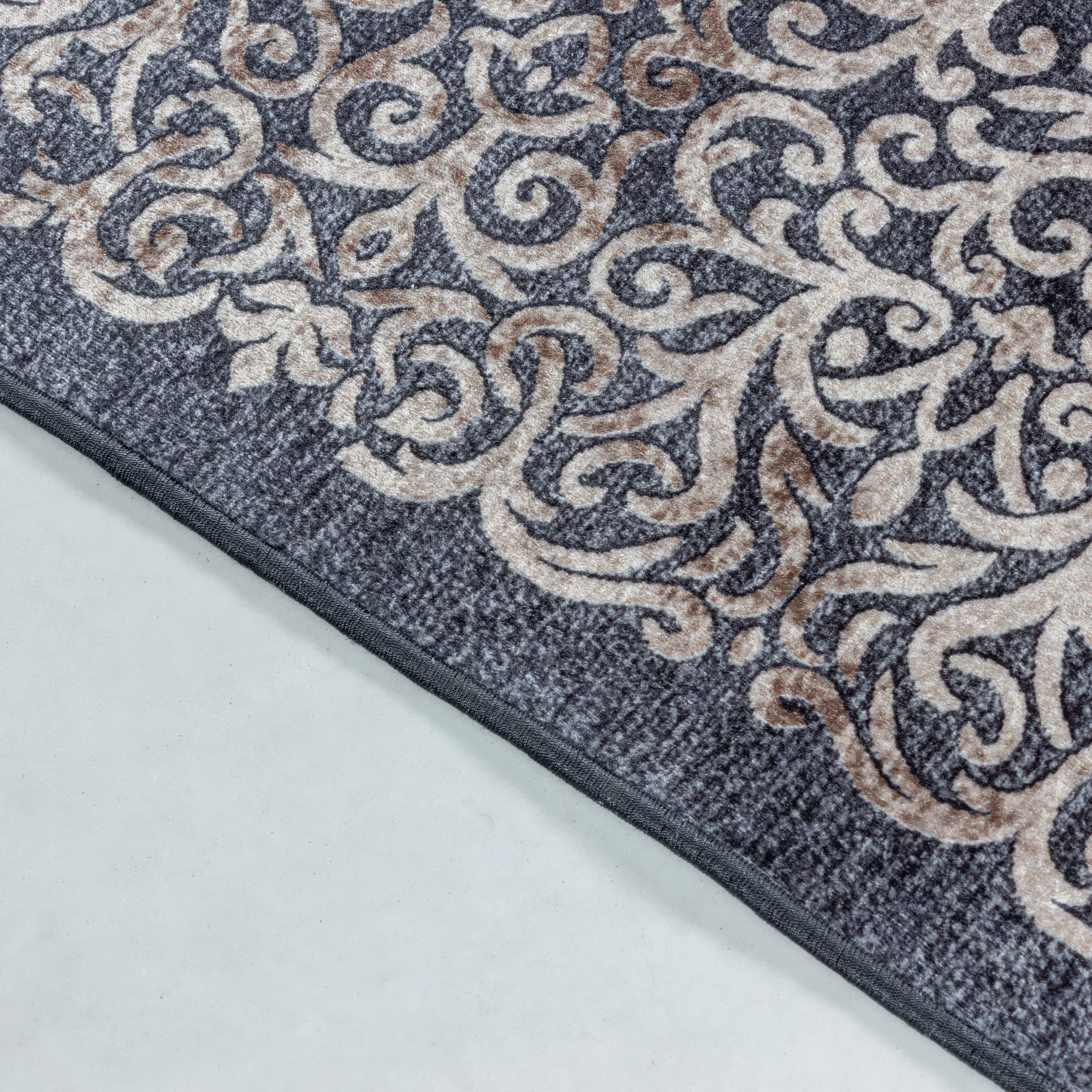 Waschbarer Teppich, Barock Design, Farbe Schwarz, Teppich für Wohnzimmer, Rücken aus Canvas - Image 4
