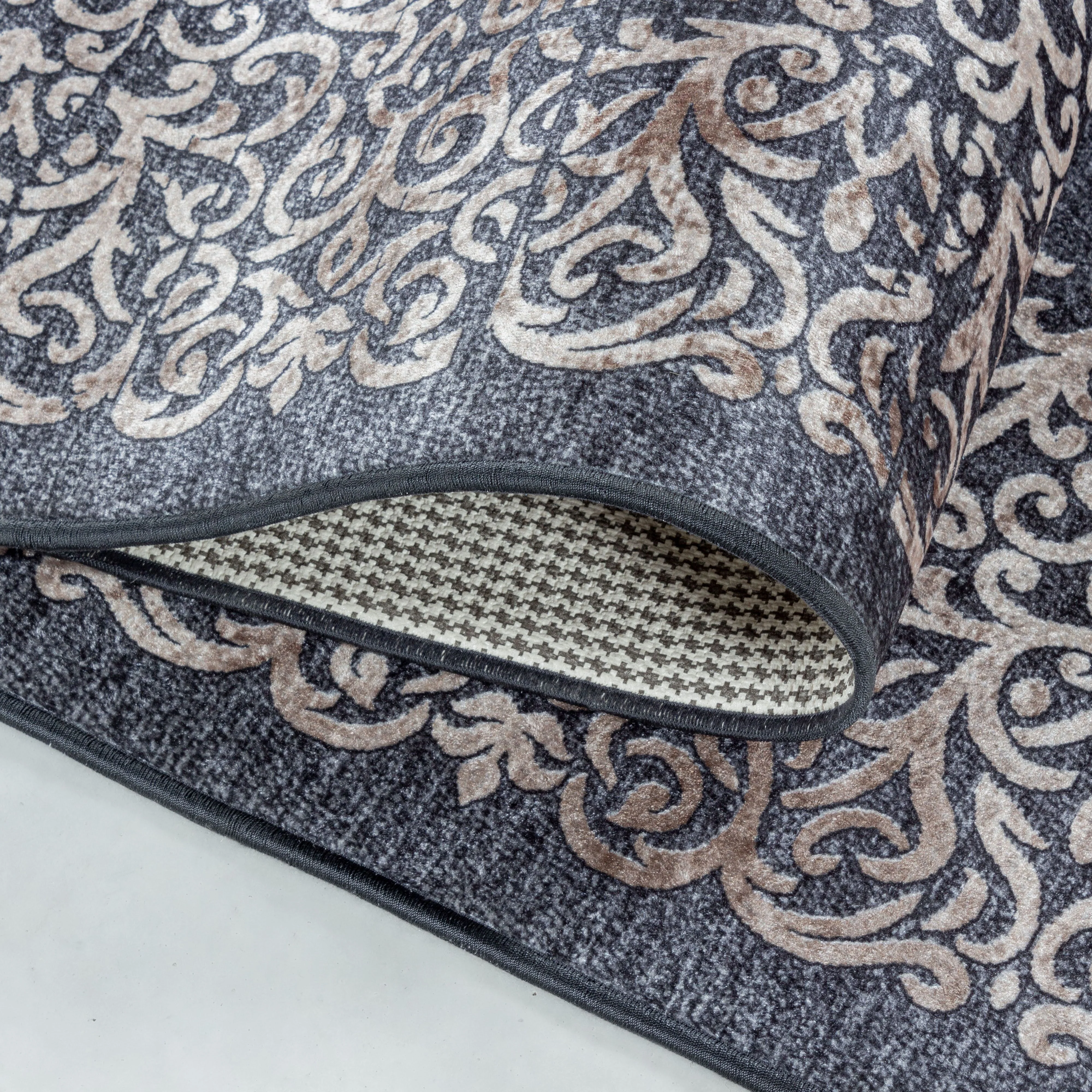 Waschbarer Teppich, Barock Design, Farbe Schwarz, Teppich für Wohnzimmer, Rücken aus Canvas - Image 5