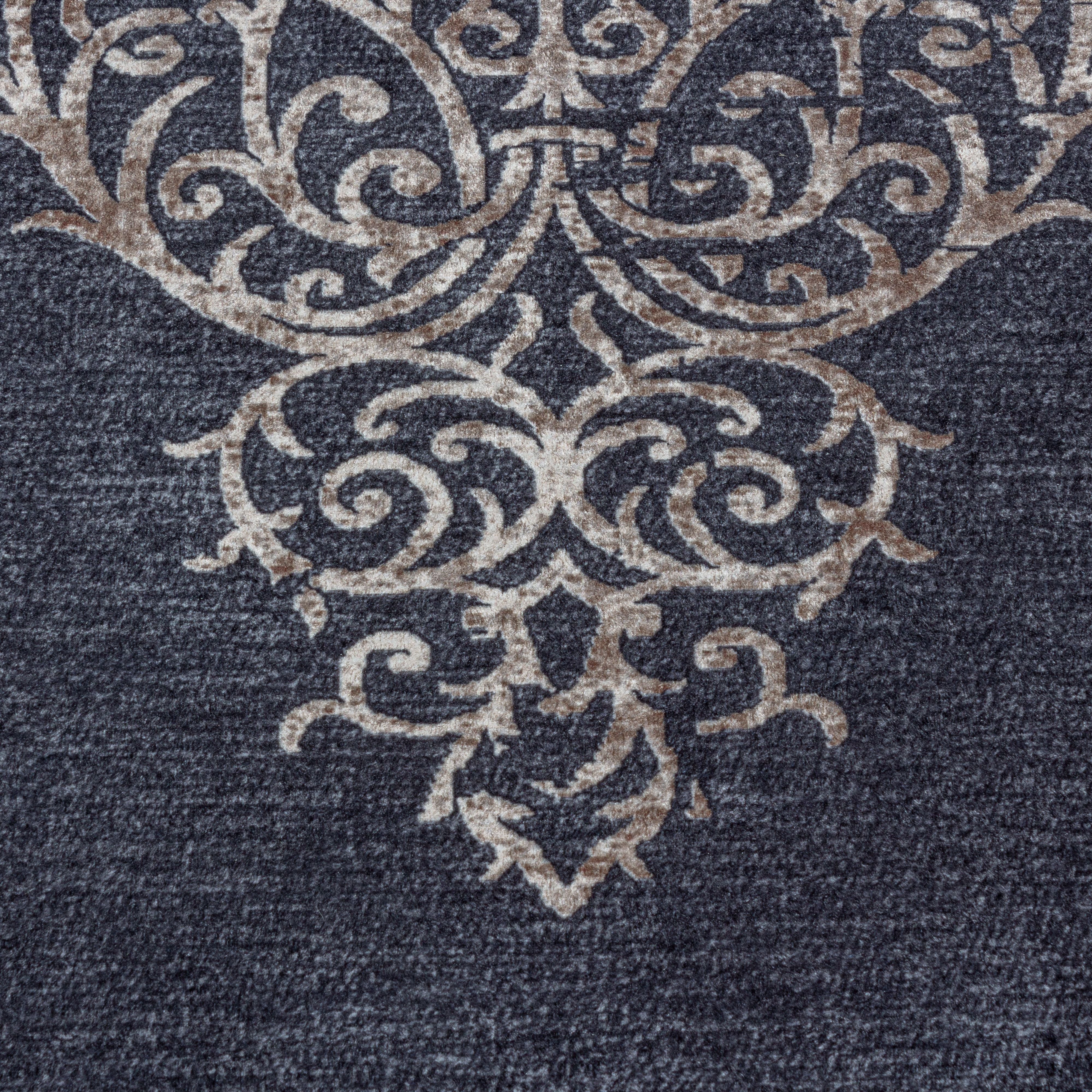 Waschbarer Teppich, Barock Design, Farbe Schwarz, Teppich für Wohnzimmer, Rücken aus Canvas - Image 6