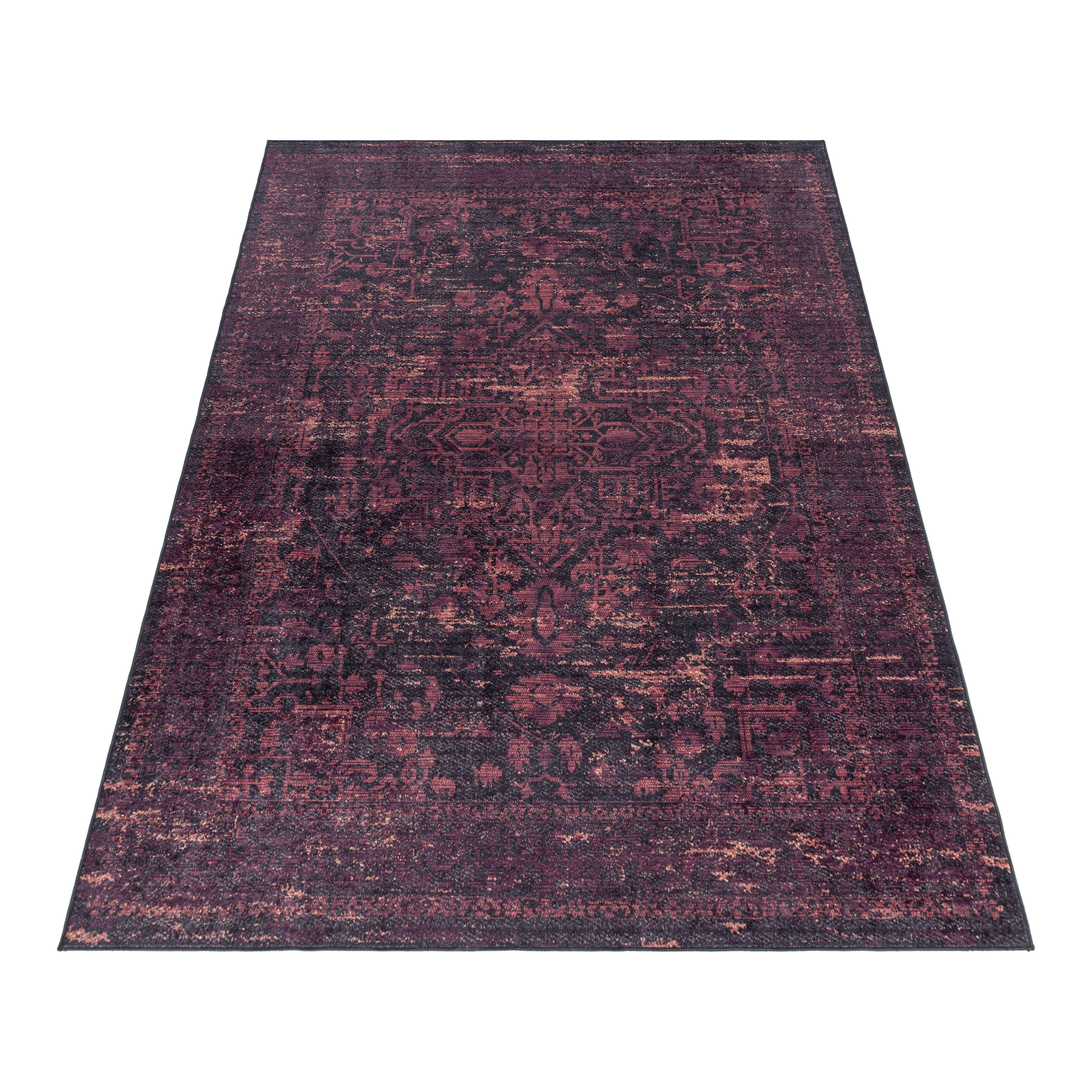 Waschbarer Teppich, Vintage-Stil, Farbe Rot, Teppich für Wohnzimmer, Rücken aus Canvas - Image 3