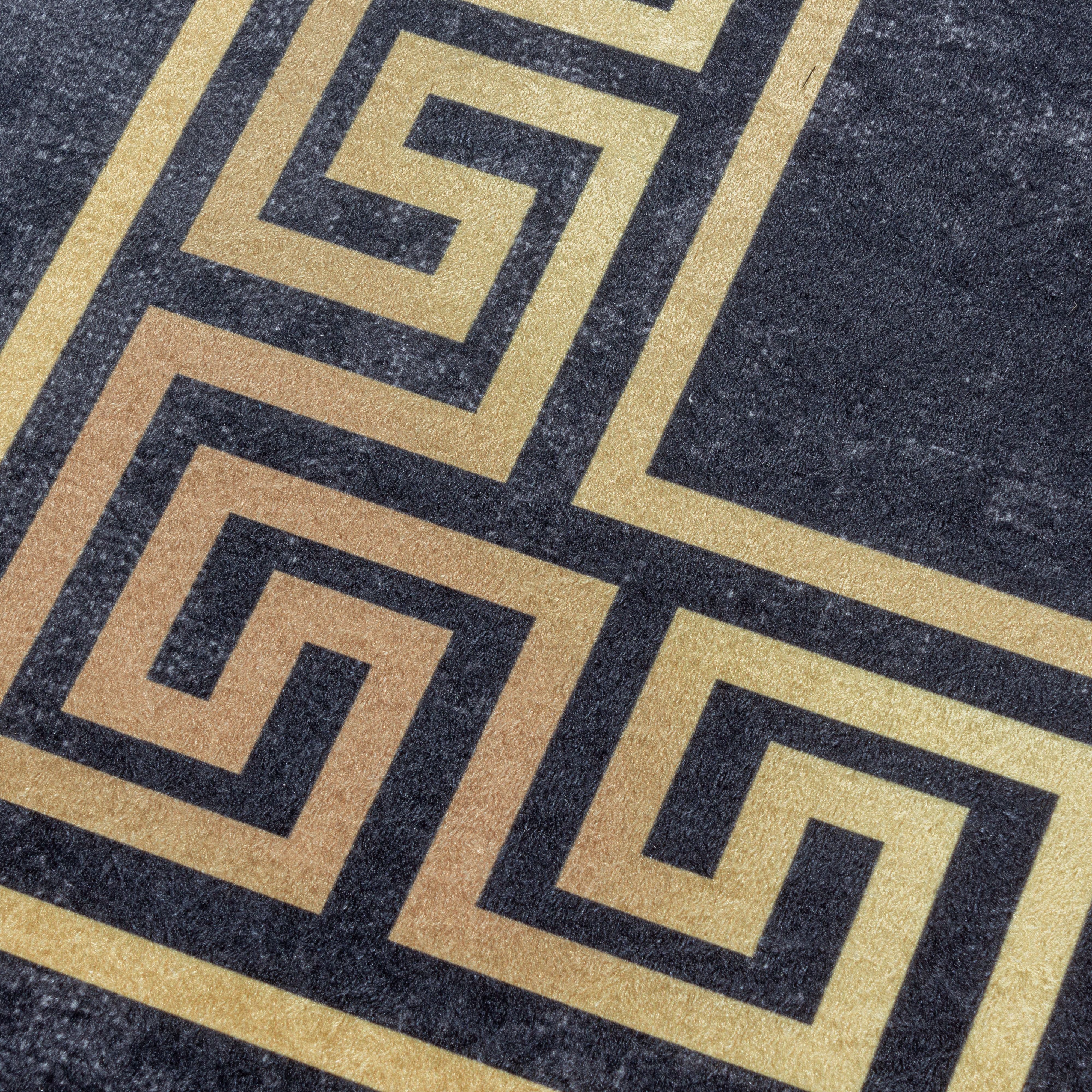 Waschbarer Teppich, Mäander-Design, Farbe Schwarz, Teppich für Wohnzimmer, Rücken aus Canvas - Image 6
