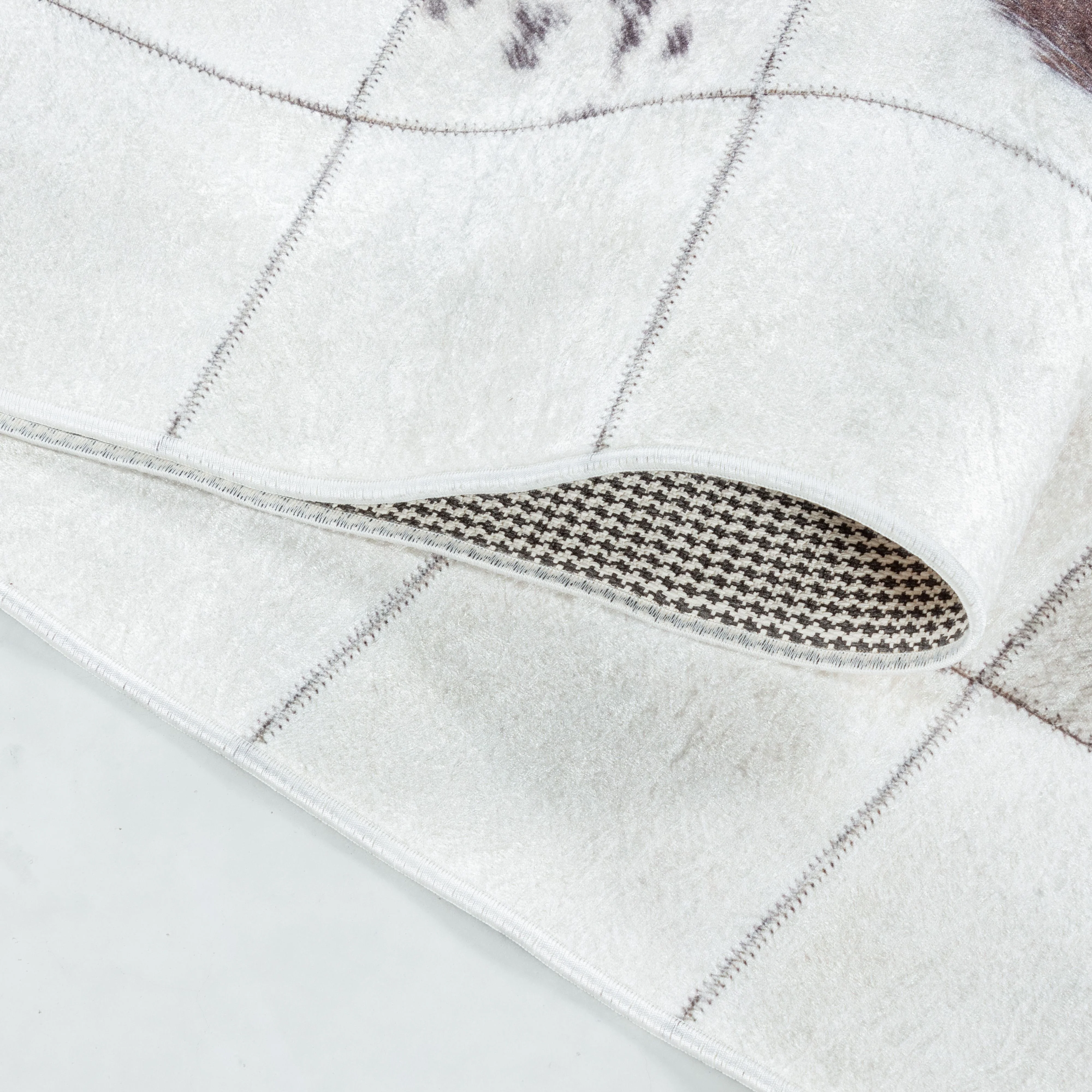 Waschbarer Teppich, Patchwork Design, Farbe Weiß, Teppich für Wohnzimmer, Rücken aus Canvas - Image 5