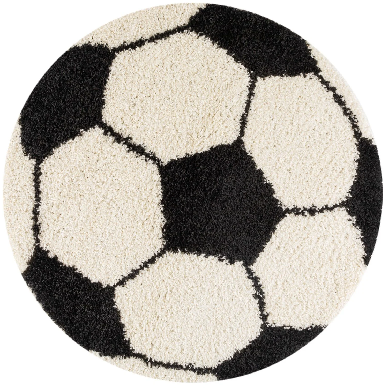 Kinderteppiche, Fußball-Design, Farbe Schwarz, Teppich für Kinderzimmer, Rücken aus Jute - Image 2