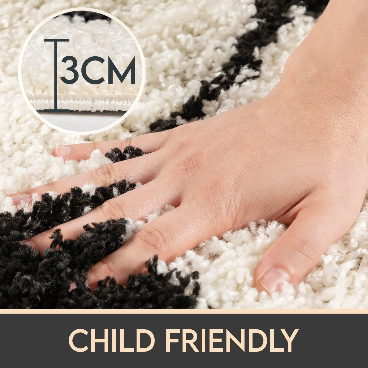 Kinderteppiche, Fußball-Design, Farbe Schwarz, Teppich für Kinderzimmer, Rücken aus Jute - Image 4