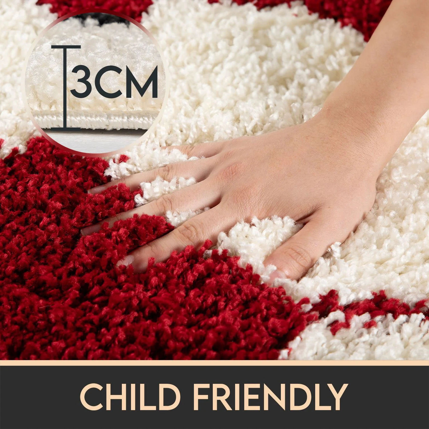 Kinderteppiche, Fußball-Design, Farbe Rot, Teppich für Kinderzimmer, Rücken aus Jute - Image 4