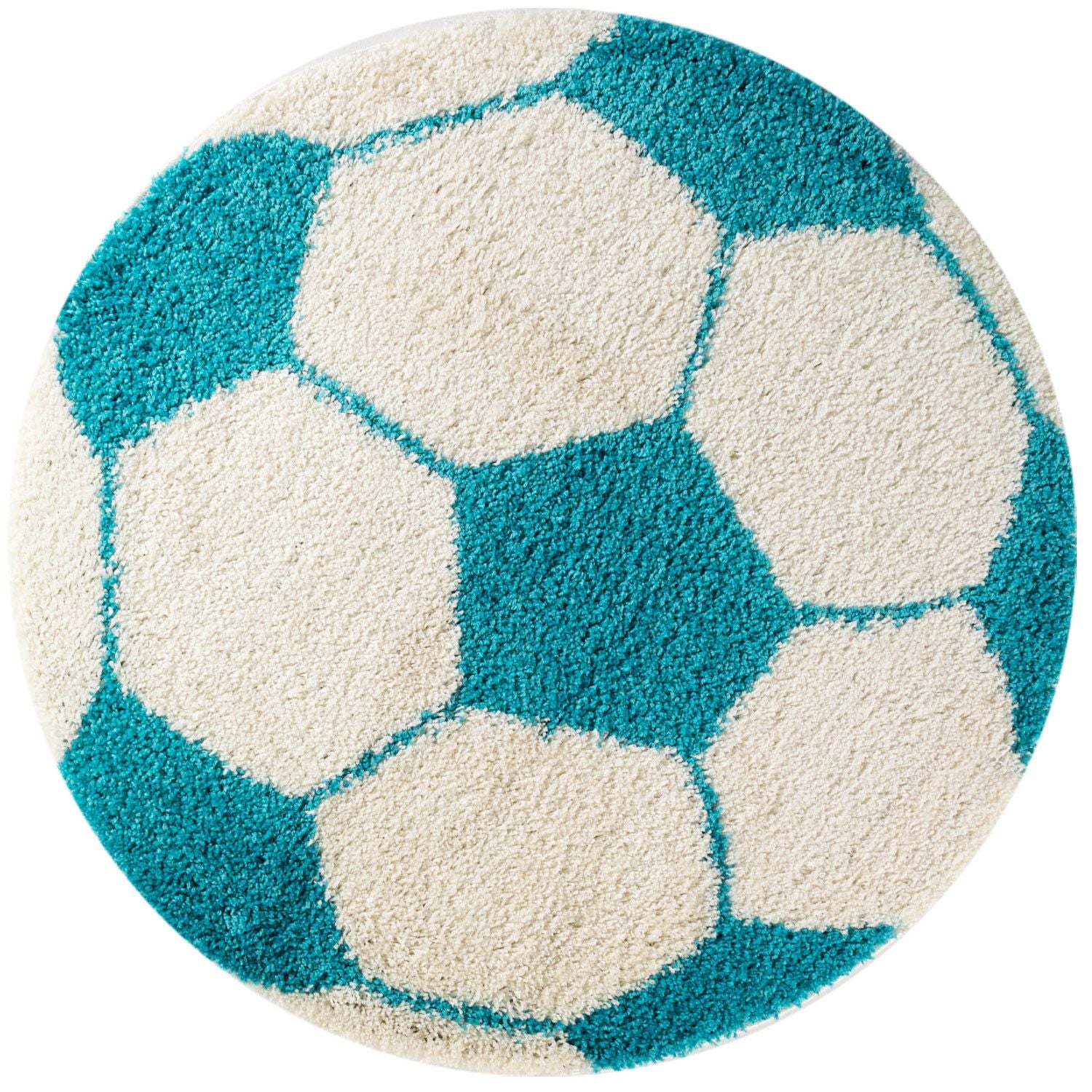 Kinderteppiche, Fußball-Design, Farbe Türkis, Teppich für Kinderzimmer, Rücken aus Jute - Image 2