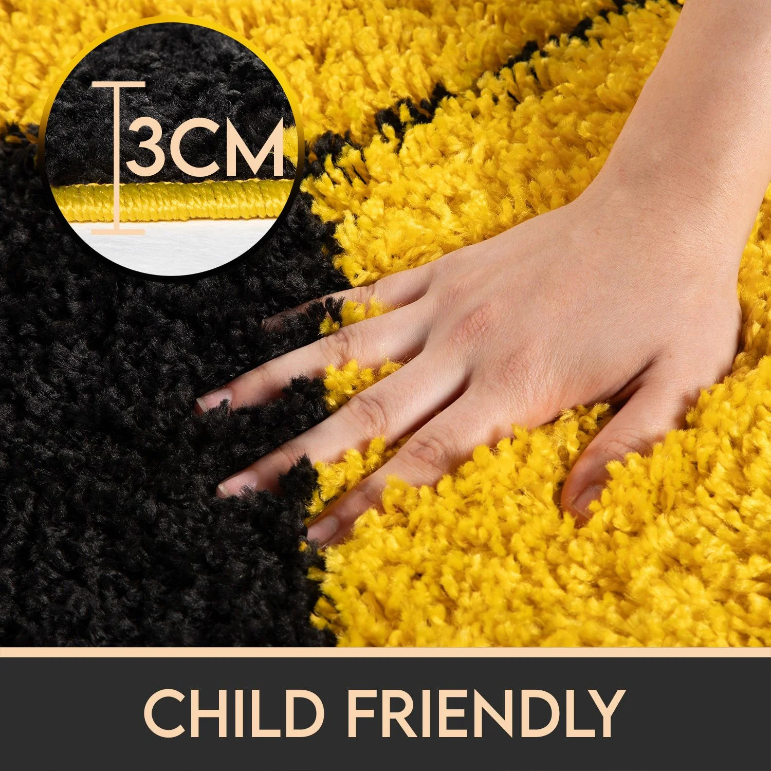 Kinderteppiche, Fußball-Design, Farbe Gelb, Teppich für Kinderzimmer, Rücken aus Jute - Image 4