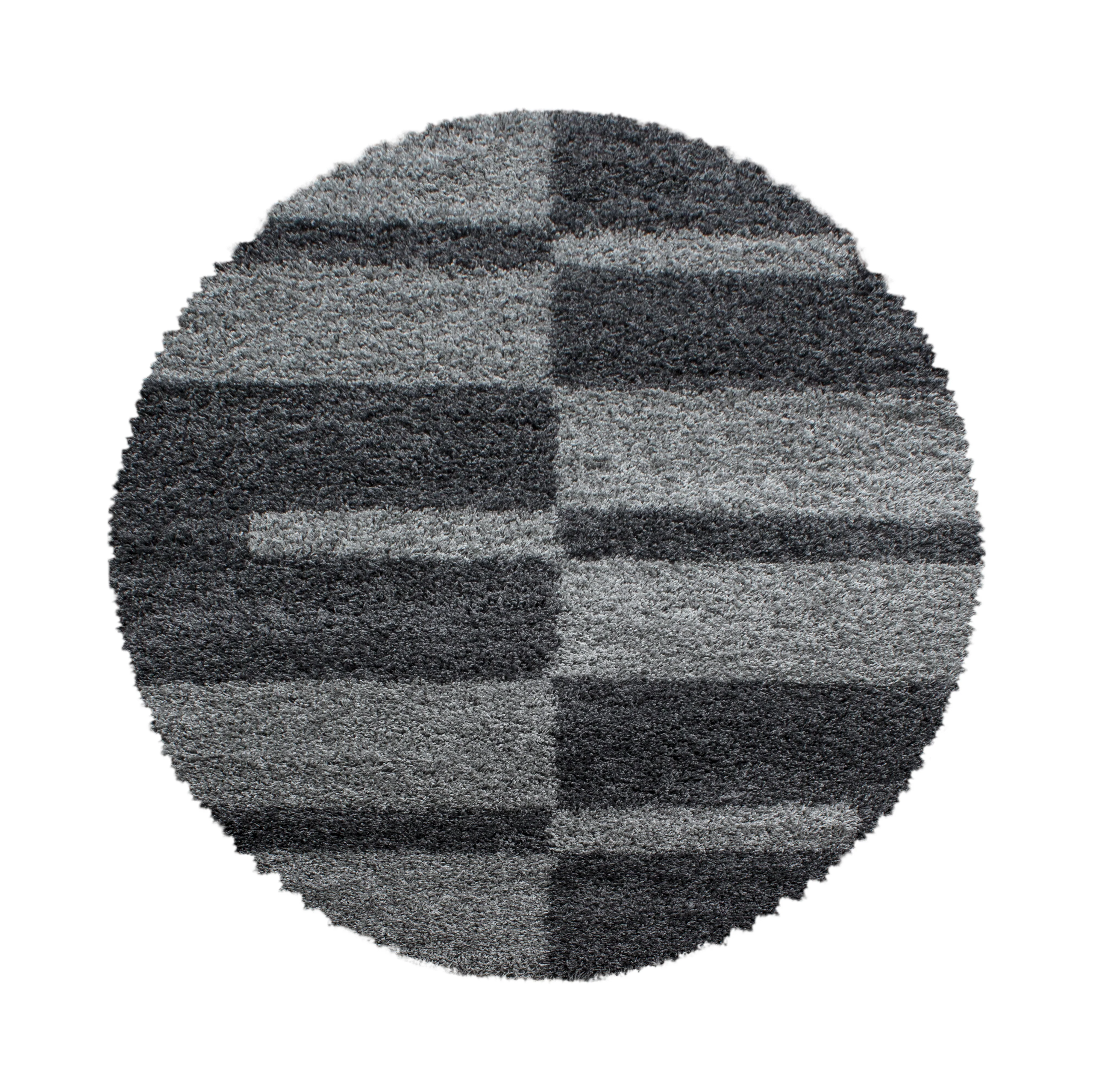 Hochflorteppiche, Kariert Design, Farbe Grau, Teppich für Wohnzimmer, Rücken aus Jute - Image 8