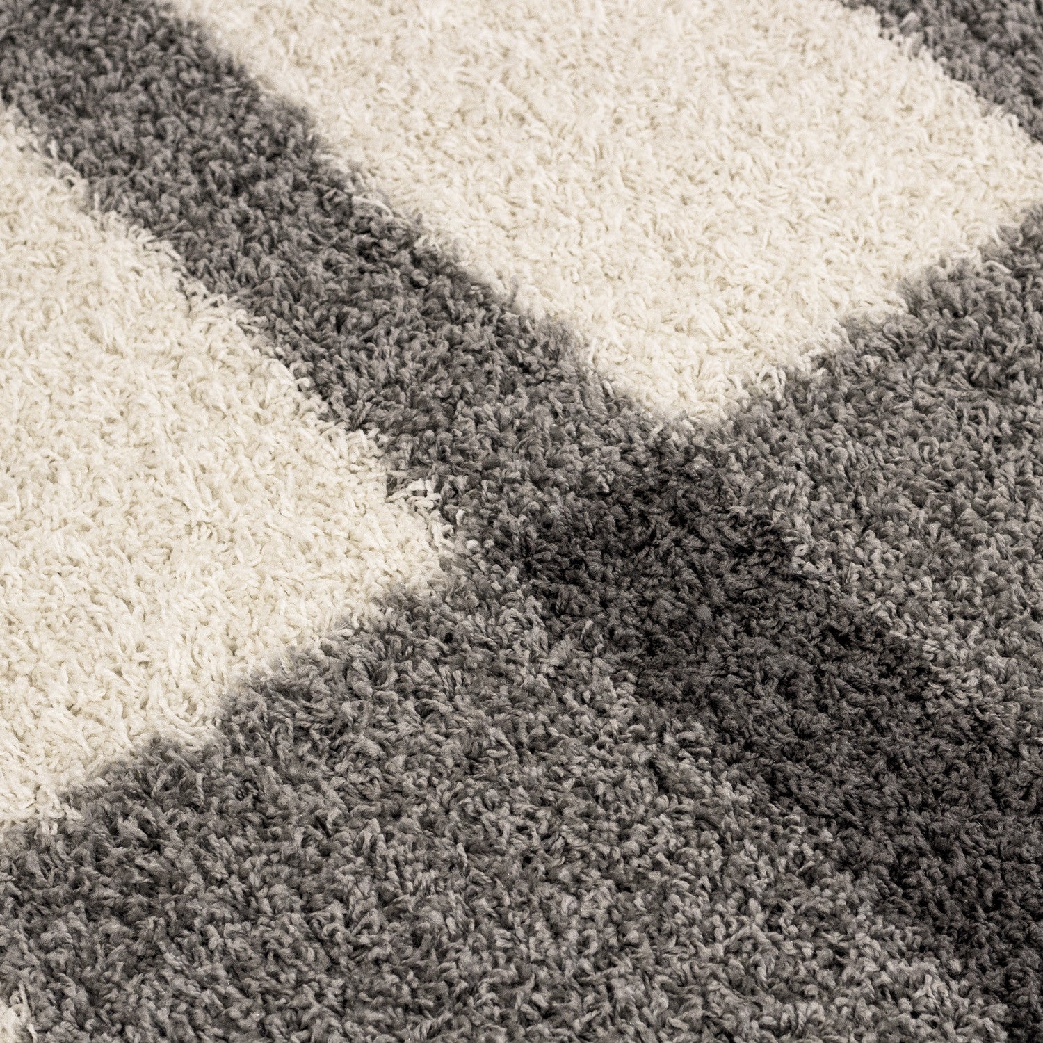 Hochflorteppiche, Kariert Design, Farbe Hellgrau, Teppich für Wohnzimmer, Rücken aus Jute - Image 6