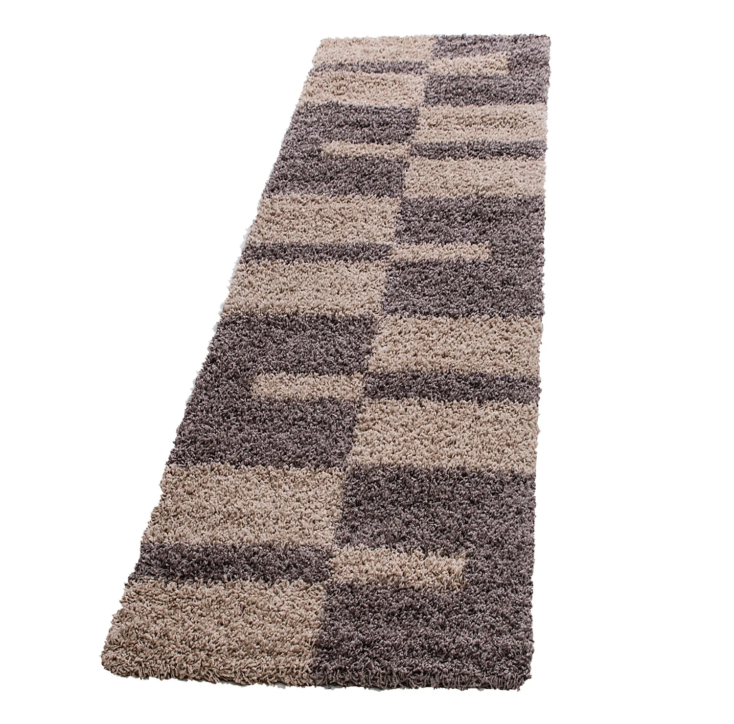 Hochflorteppiche, Kariert Design, Farbe Taupe, Teppich für Wohnzimmer, Rücken aus Jute - Image 7