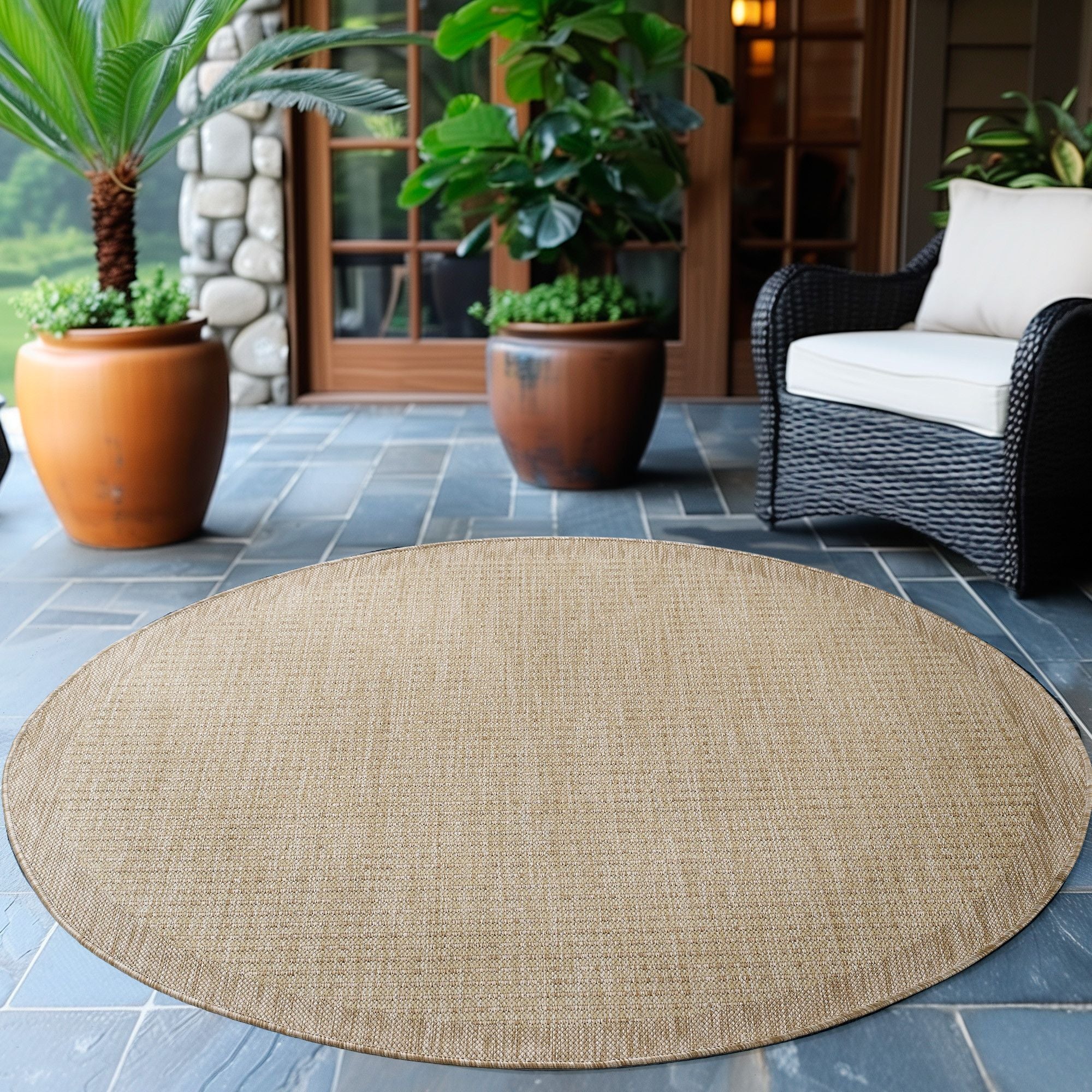 Outdoorteppiche, Unicolor, Farbe Beige, Teppich für Terasse-Balkon-Küche, Rücken aus Polypropylen - Image 3