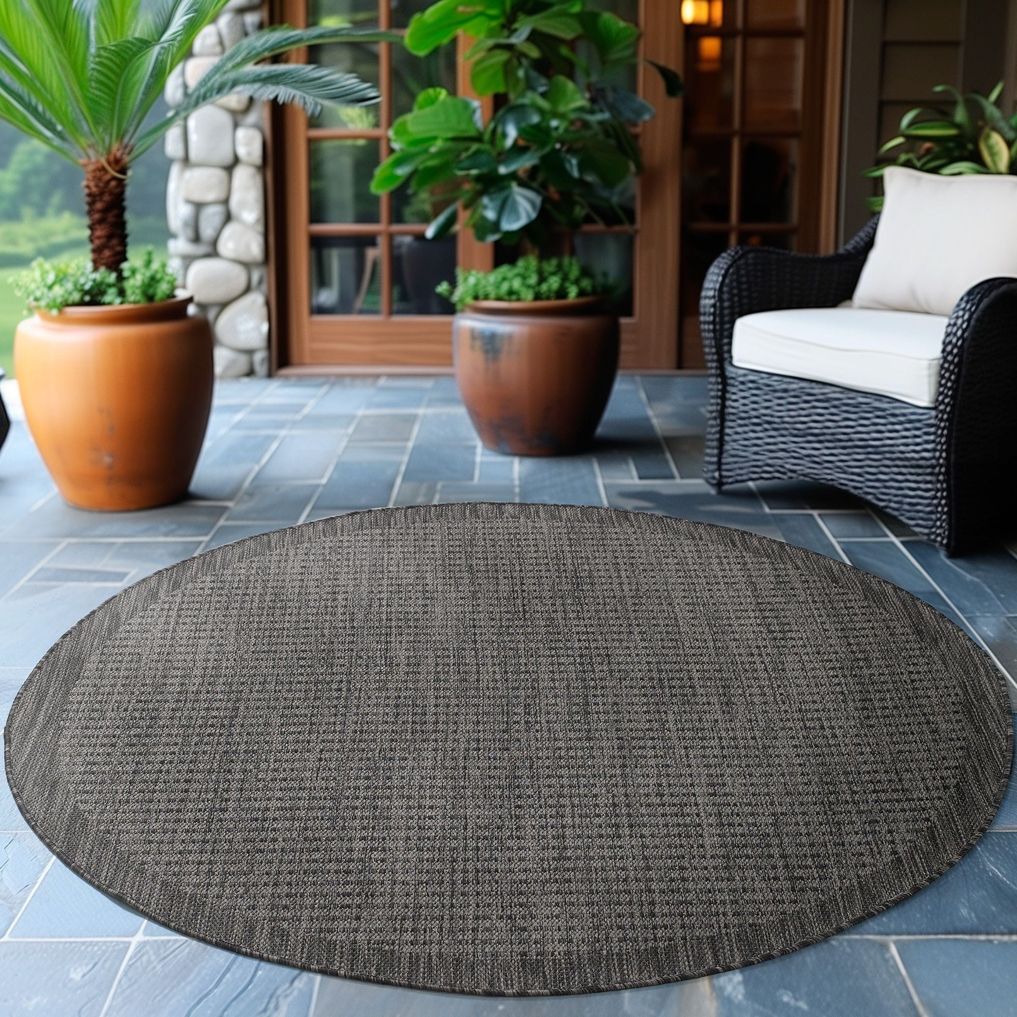 Outdoorteppiche, Unicolor, Farbe Schwarz, Teppich für Terasse-Balkon-Küche, Rücken aus Polypropylen - Image 3