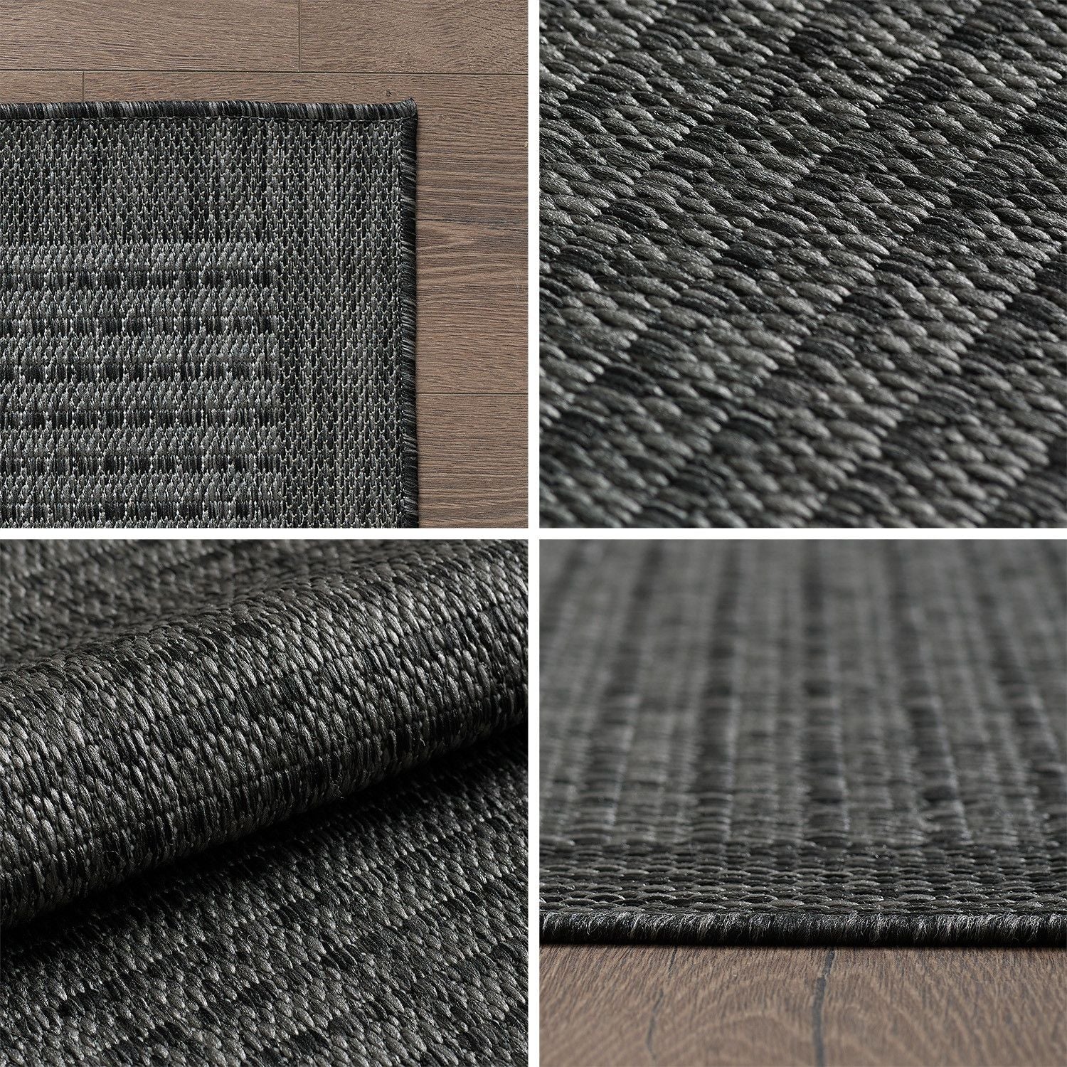Outdoorteppiche, Unicolor, Farbe Schwarz, Teppich für Terasse-Balkon-Küche, Rücken aus Polypropylen - Image 5