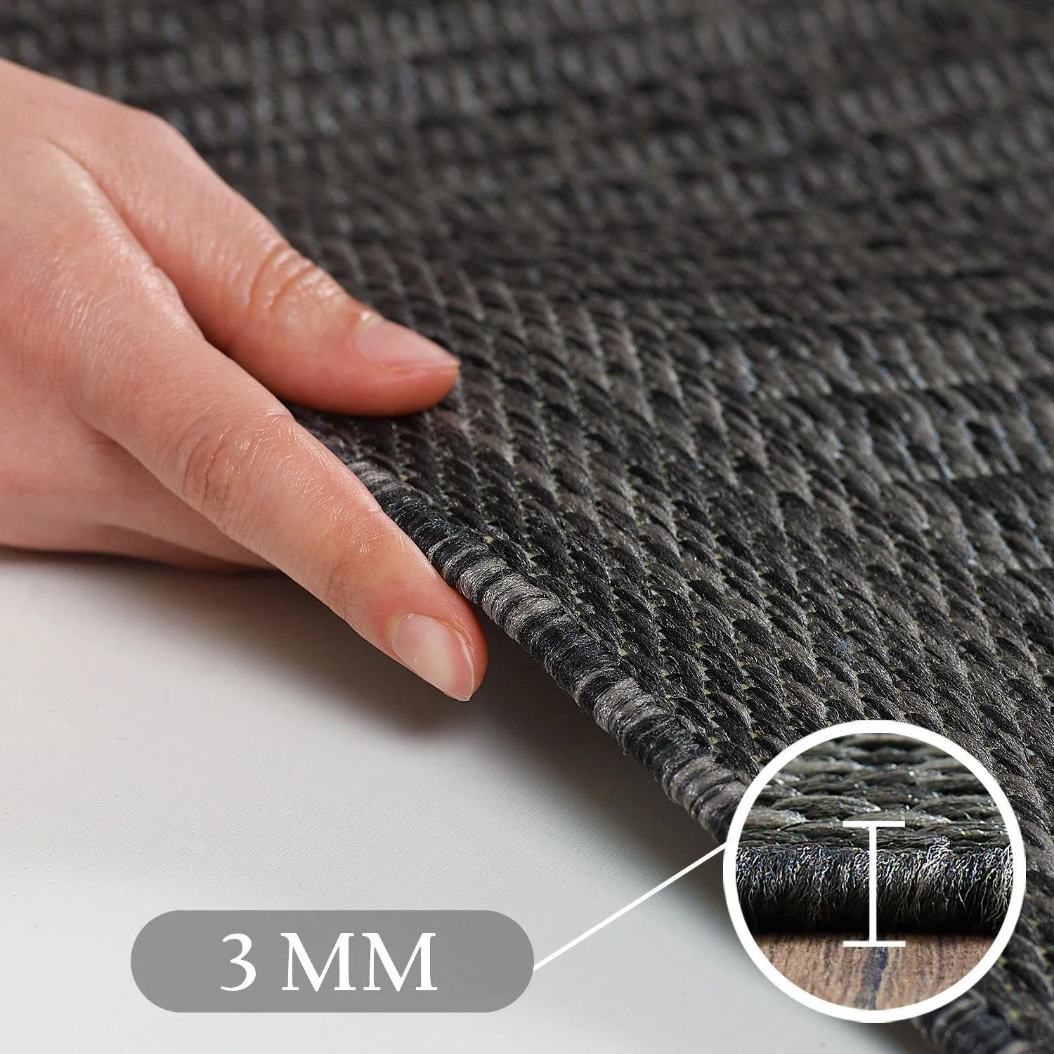 Outdoorteppiche, Unicolor, Farbe Schwarz, Teppich für Terasse-Balkon-Küche, Rücken aus Polypropylen - Image 6
